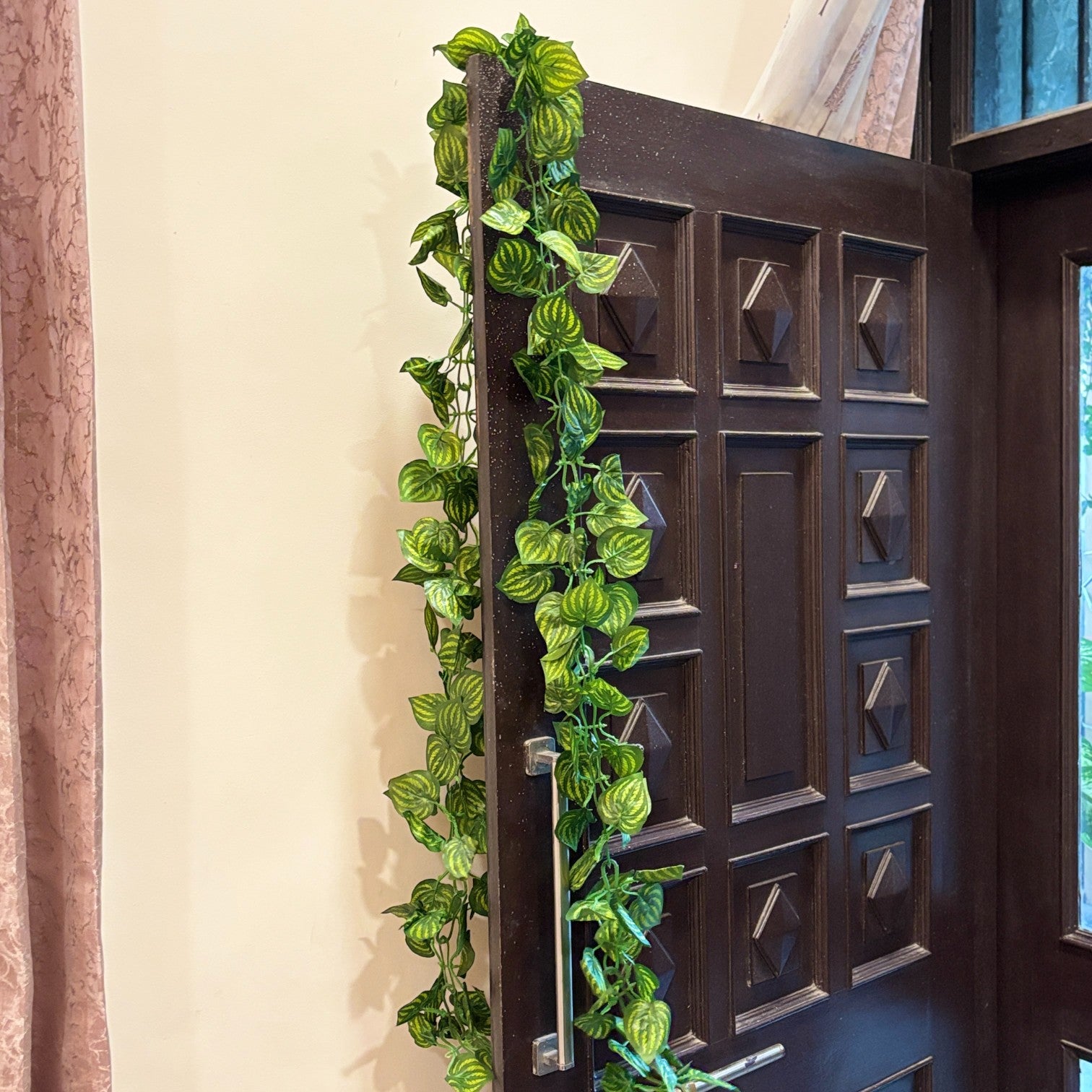 Artificial Leaf Hanging Vine | Faux Leaf Garland & Creeper Decoration for Door Bandhanwar, Balcony, Temple & Party | Green Plant Bush Vine for Indoor Outdoor Home Garden Diwali Decor - 87 Inch - Apkamart #Style_Design 2