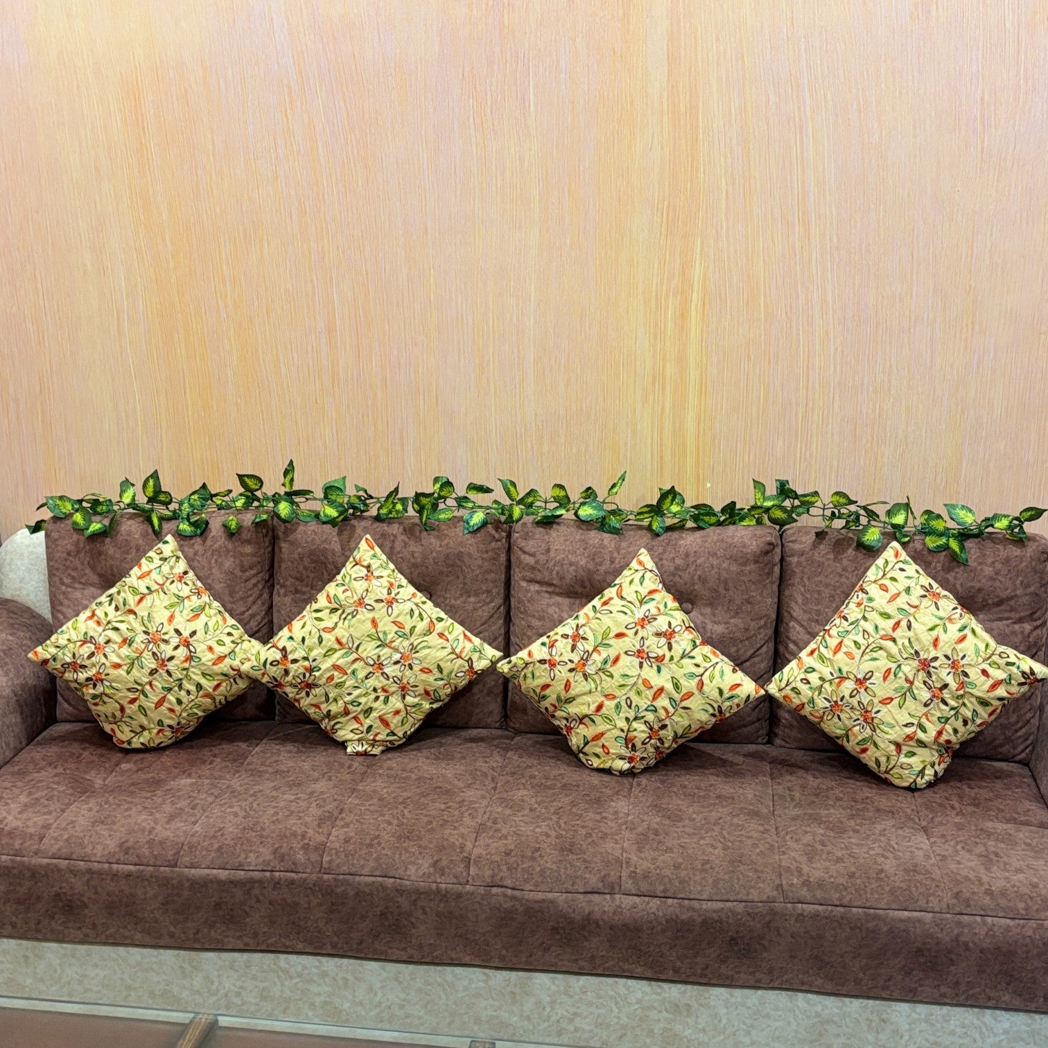 Artificial Leaf Hanging Bail | Decorative Hanging Plant for Home, Balcony, Temple, Door Bandhanwar & Party Decor | Reusable Faux Leaf Garland for Indoor Outdoor Decoration - 87 Inch - Apkamart #Style_Design 3