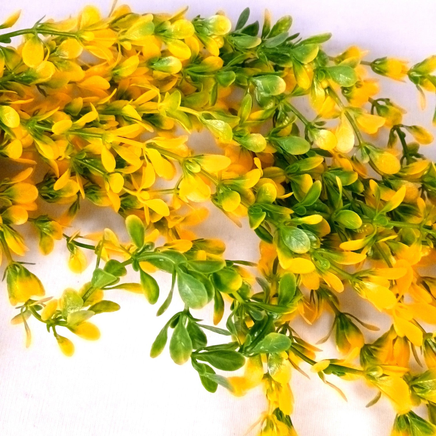 Artificial Hanging Vine | Green & Yellow Faux Leaf Garland Green Plant Bush for Creeper Decoration | Decorative Vine for Door, Temple, Diwali Decor & Home Decoration - 33 Inch - Apkamart #Style_Design 3