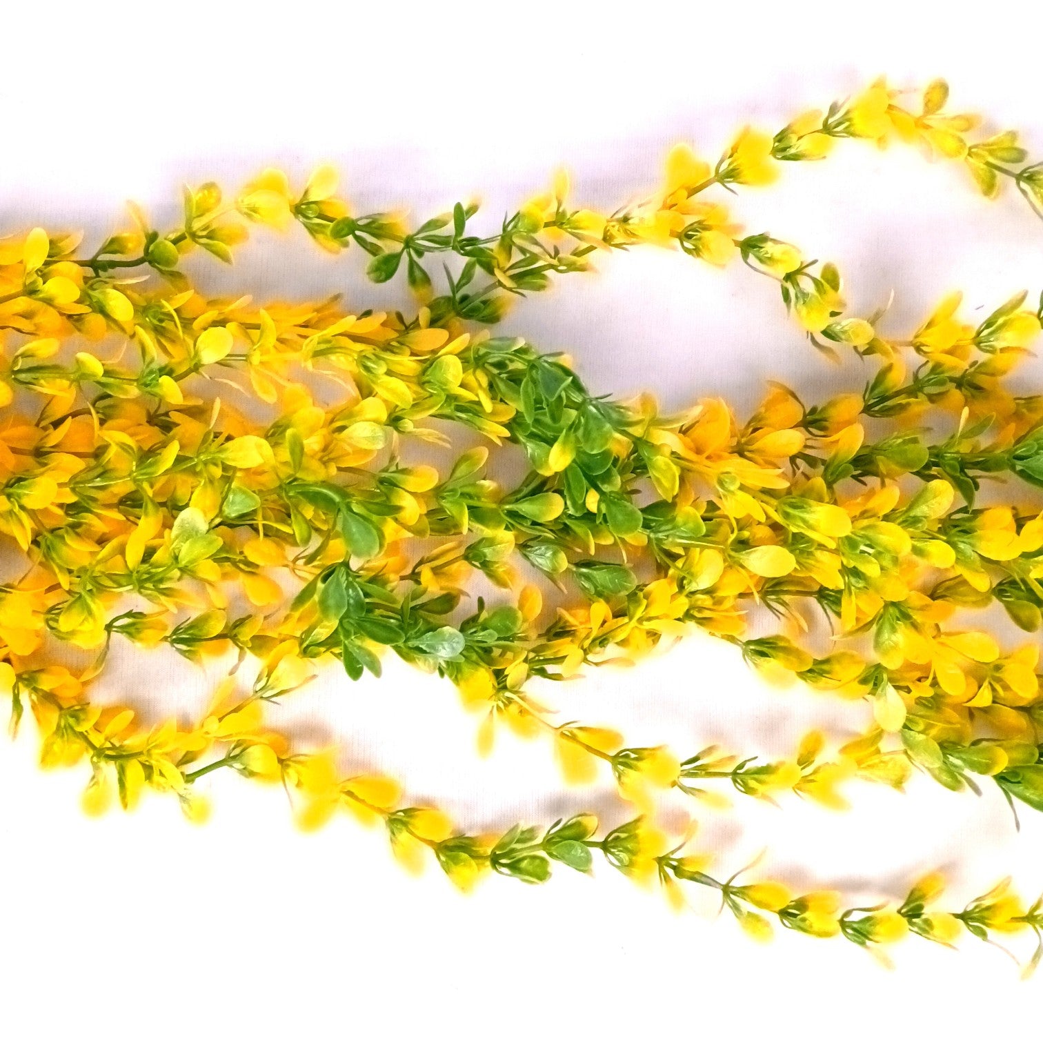 Artificial Hanging Vine | Green & Yellow Faux Leaf Garland Green Plant Bush for Creeper Decoration | Decorative Vine for Door, Temple, Diwali Decor & Home Decoration - 33 Inch - Apkamart #Style_Design 3