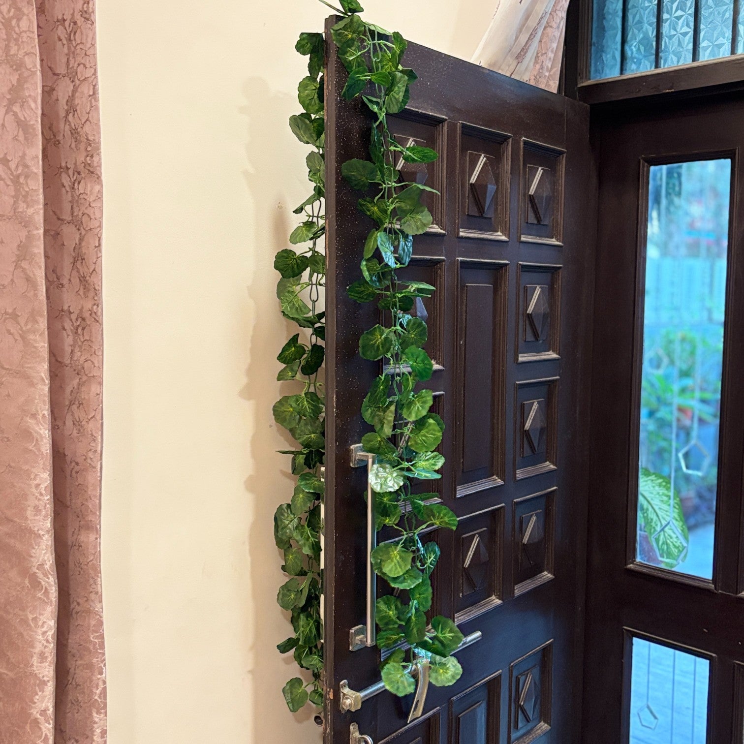 Artificial Leaf Hanging Bail | Decorative Hanging Plant for Home, Balcony, Temple, Door Bandhanwar & Party Decor | Reusable Faux Leaf Garland for Indoor Outdoor Decoration - 87 Inch - Apkamart #Style_Design 1
