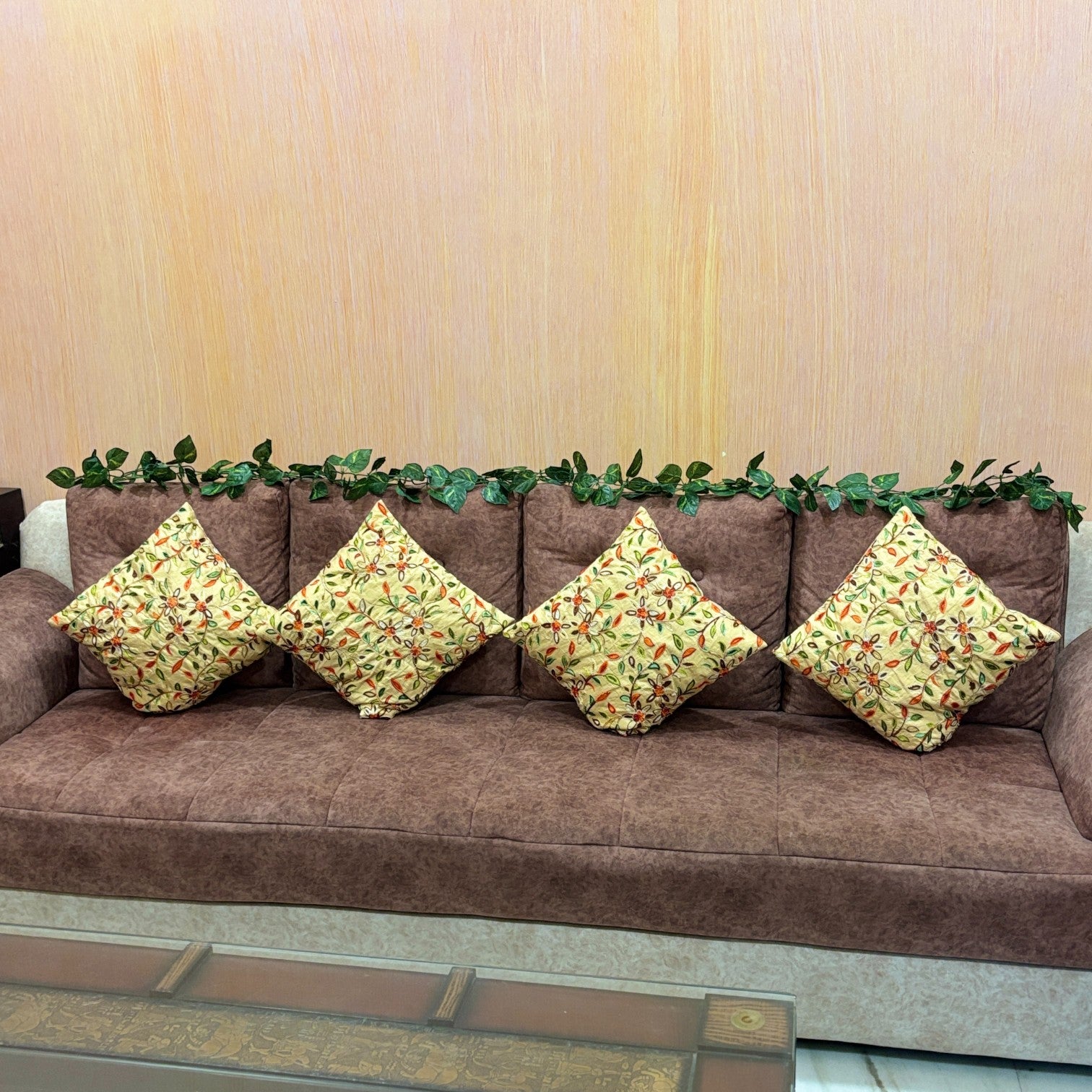 Artificial Leaf Hanging Bail | Decorative Hanging Plant for Home, Balcony, Temple, Door Bandhanwar & Party Decor | Reusable Faux Leaf Garland for Indoor Outdoor Decoration - 87 Inch - Apkamart #Style_Design 1