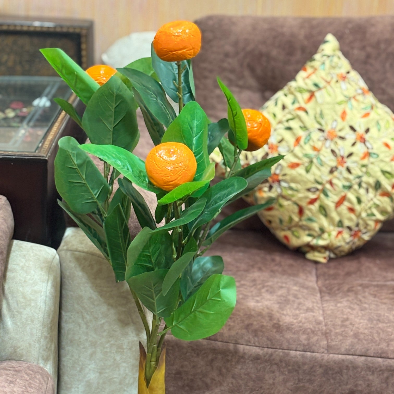 Artificial Leaf Tree | Faux Leaf Vine Plant for Home & Office | Decorative Indoor Potted Green Plant for Living Room Balcony Tabletop Diwali Decor Gifting - 36 Inch