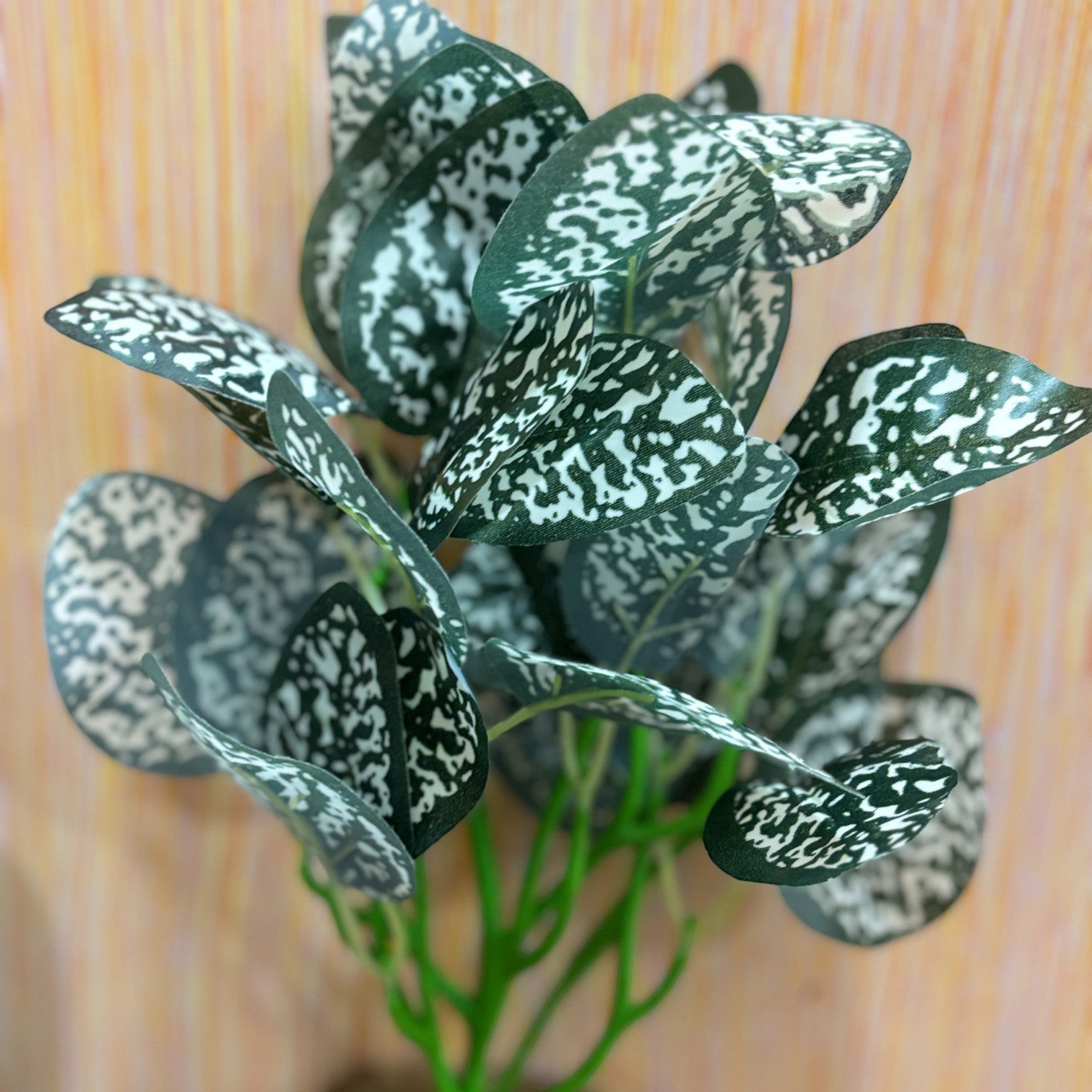 Artificial Leaf Bunch with Wooden Pot | Faux Vine Plant for Home Decor | Decorative Tabletop Indoor Plant for Living Room, Balcony, Office, Festive Decor & Gifting - 13 Inch - Apkamart #Style_Design 2