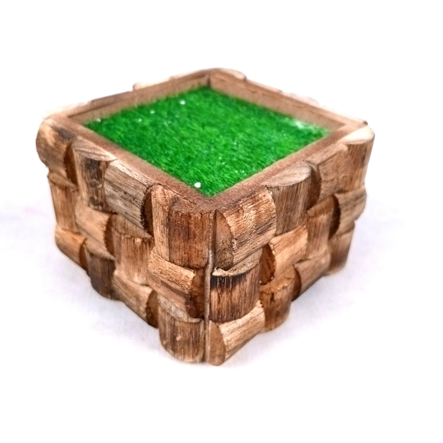 Artificial Leaf Bunch with Wooden Pot | Faux Vine Plant for Home Decor | Decorative Tabletop Indoor Plant for Living Room, Balcony, Office, Festive Decor & Gifting - 13 Inch - Apkamart #Style_Design 1