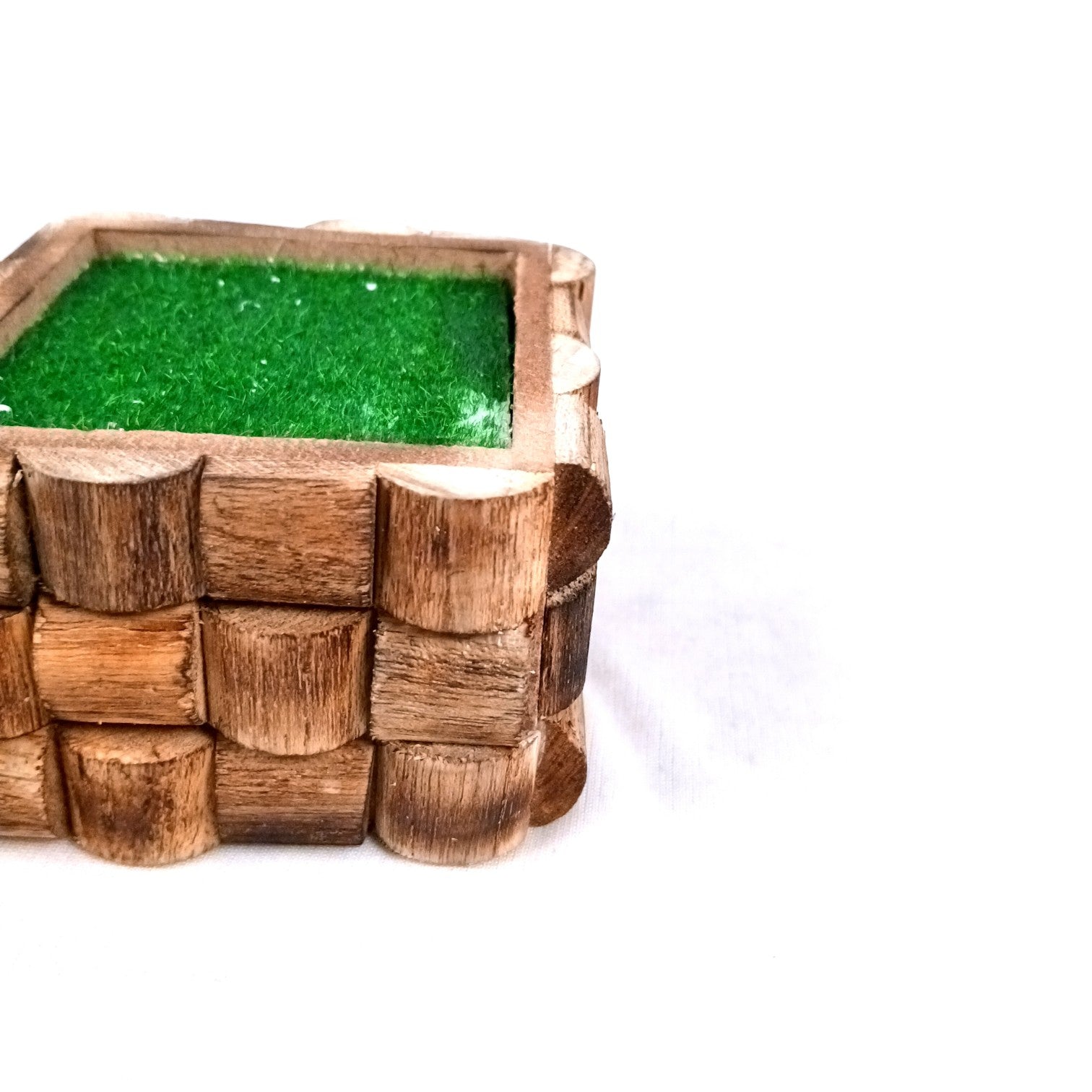 Artificial Leaf Bunch with Wooden Pot | Faux Vine Plant for Home Decor | Decorative Tabletop Indoor Plant for Living Room, Balcony, Office, Festive Decor & Gifting - 13 Inch - Apkamart #Style_Design 2