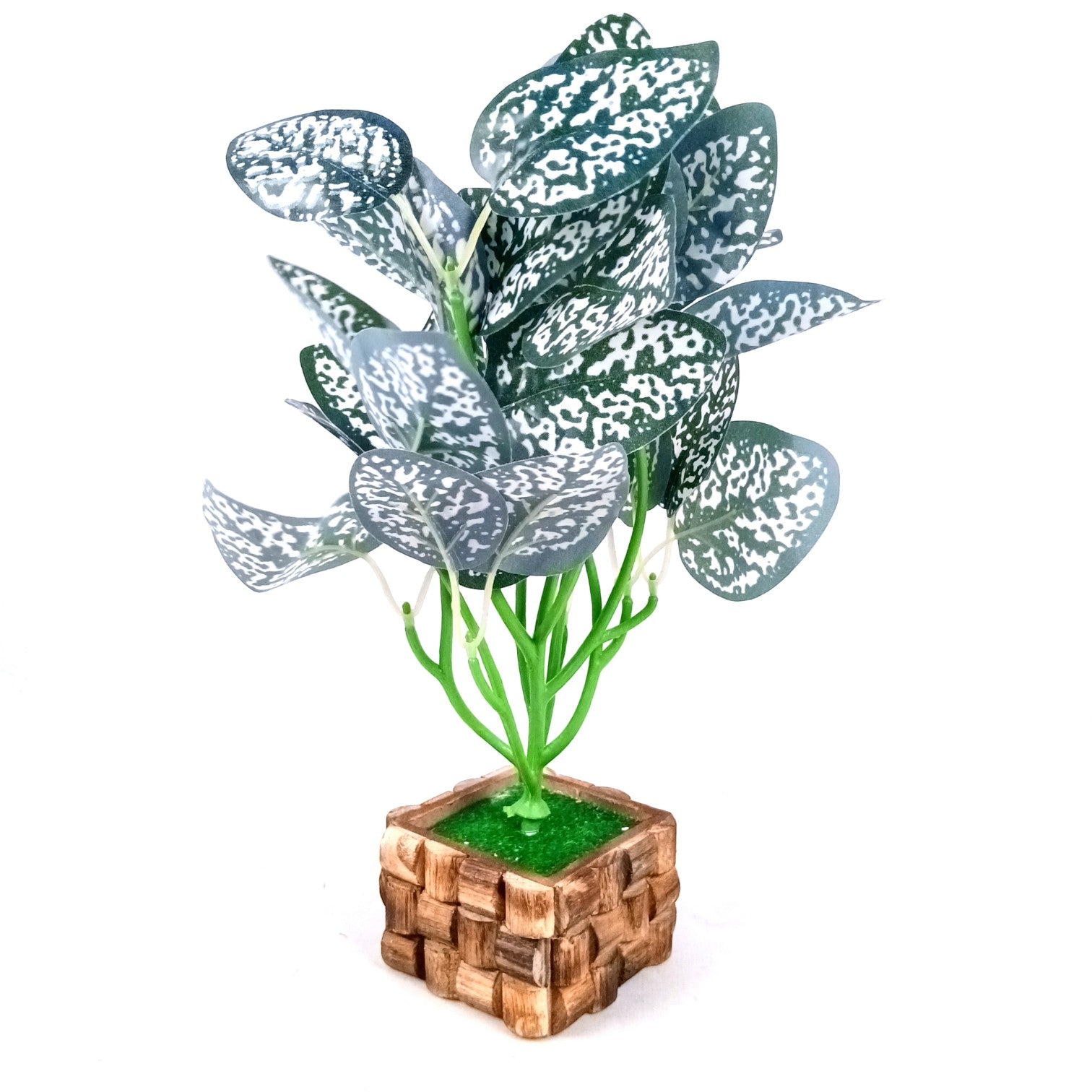 Artificial Leaf Bunch with Wooden Pot | Faux Vine Plant for Home Decor | Decorative Tabletop Indoor Plant for Living Room, Balcony, Office, Festive Decor & Gifting - 13 Inch - Apkamart #Style_Design 2