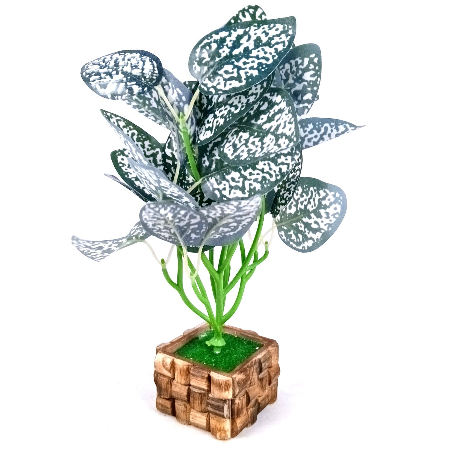 Artificial Leaf Bunch with Wooden Pot | Faux Vine Plant for Home Decor | Decorative Tabletop Indoor Plant for Living Room, Balcony, Office, Festive Decor & Gifting - 13 Inch - Apkamart #Style_Design 2
