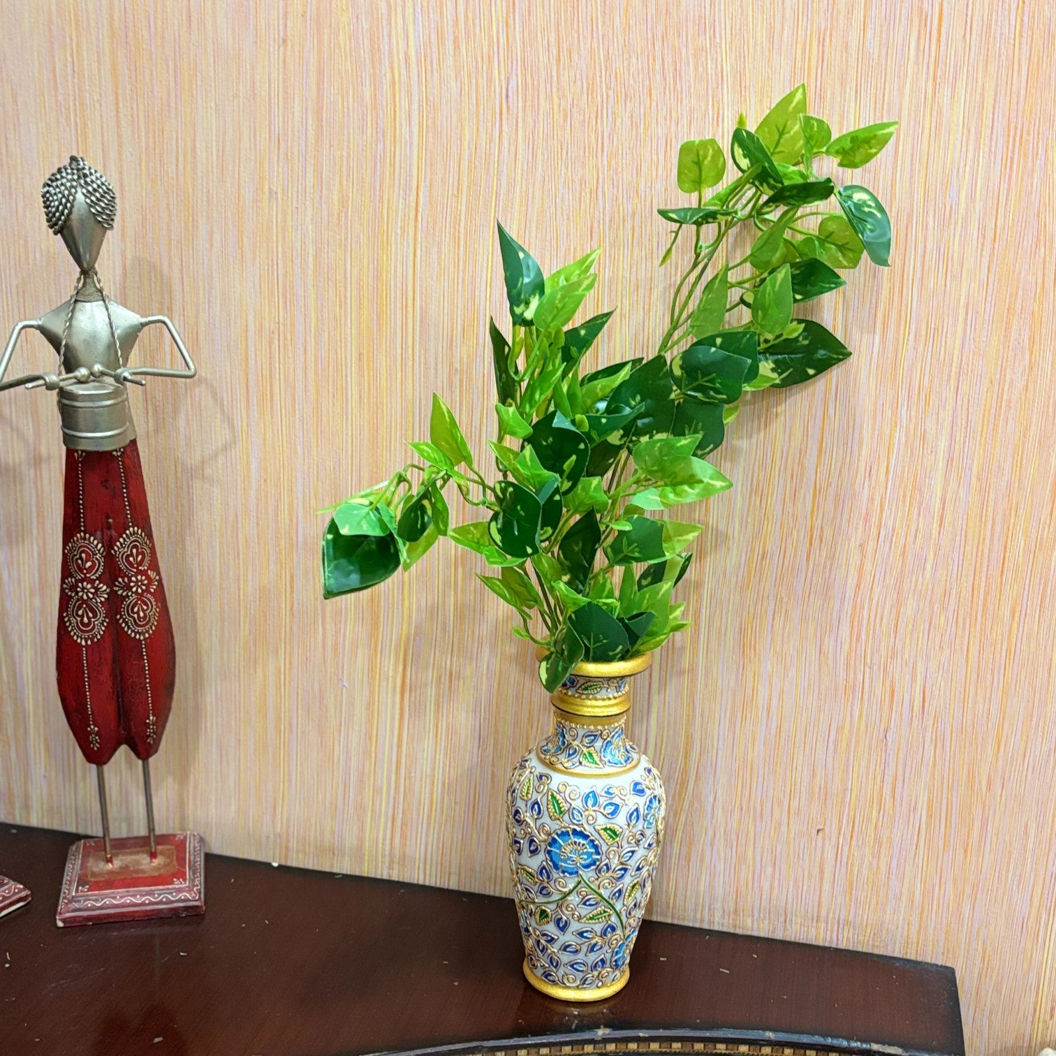 Artificial Leaf Bunch | Faux Vine Plant for Home, Balcony & Tabletop Decor | Realistic Indoor Greenery for Living Room, Office, Festive Decoration & Gifting - 16 Inch - Apkamart #Style_Design 1