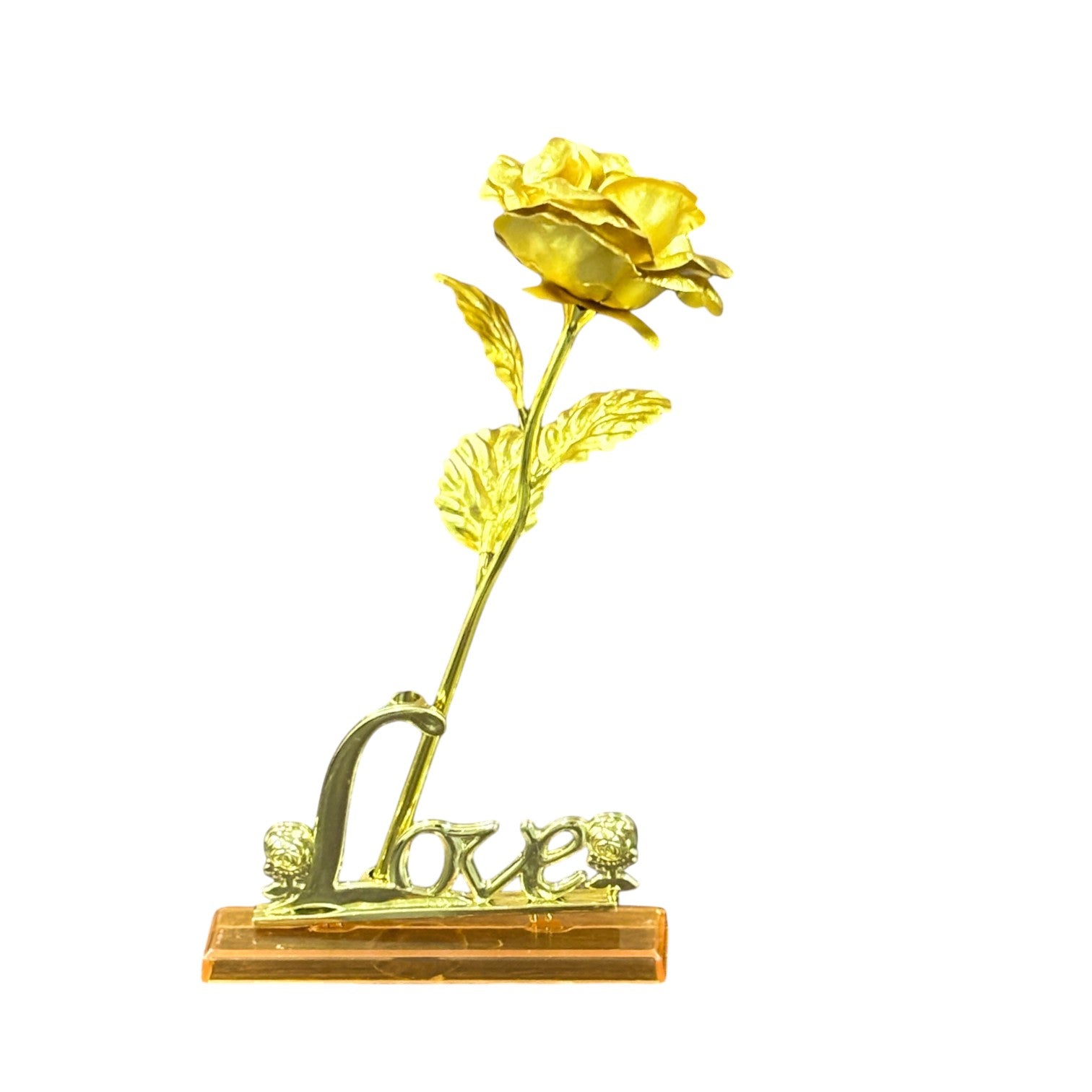Artificial Golden Rose Flower | Valentine Gift for Girlfriend, Wife & Loved Ones | Decorative Golden Metal Rose for Anniversary, Birthday & Romantic Gift - 10 Inch - Apkamart
