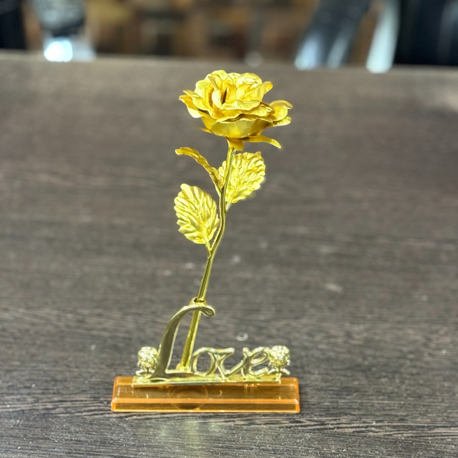 Artificial Golden Rose Flower | Valentine Gift for Girlfriend, Wife & Loved Ones | Decorative Golden Metal Rose for Anniversary, Birthday & Romantic Gift - 10 Inch - Apkamart