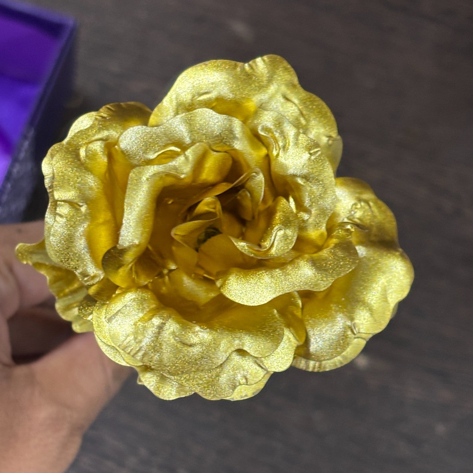 Artificial Golden Rose Flower | Valentine Gift for Girlfriend, Wife & Loved Ones | Decorative Golden Metal Rose for Anniversary, Birthday & Romantic Gift - 10 Inch - Apkamart