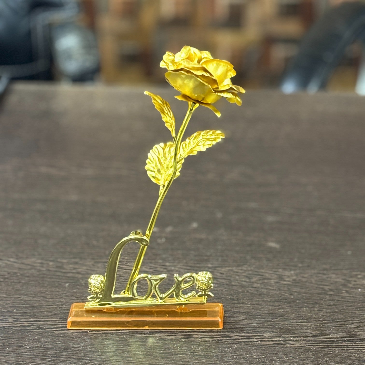 Artificial Golden Rose Flower | Valentine Gift for Girlfriend, Wife & Loved Ones | Decorative Golden Metal Rose for Anniversary, Birthday & Romantic Gift - 10 Inch - Apkamart