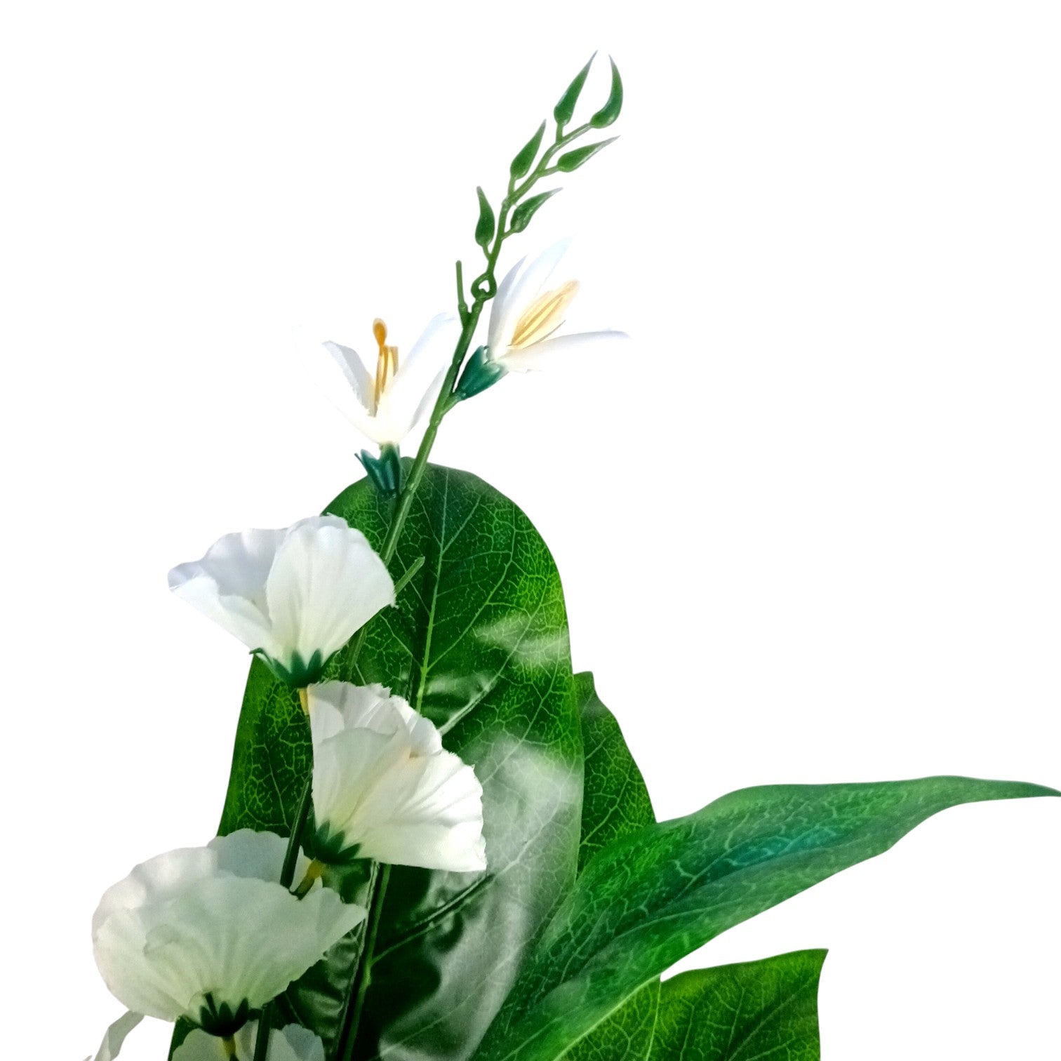 Artificial Green Leaf Tree with Flowers | Faux Decorative Plant for Home, Office & Balcony | Artificial Leaf Tree for Living Room, Bedroom, Patio, Garden - 45 Inch - Apkamart #Color_White