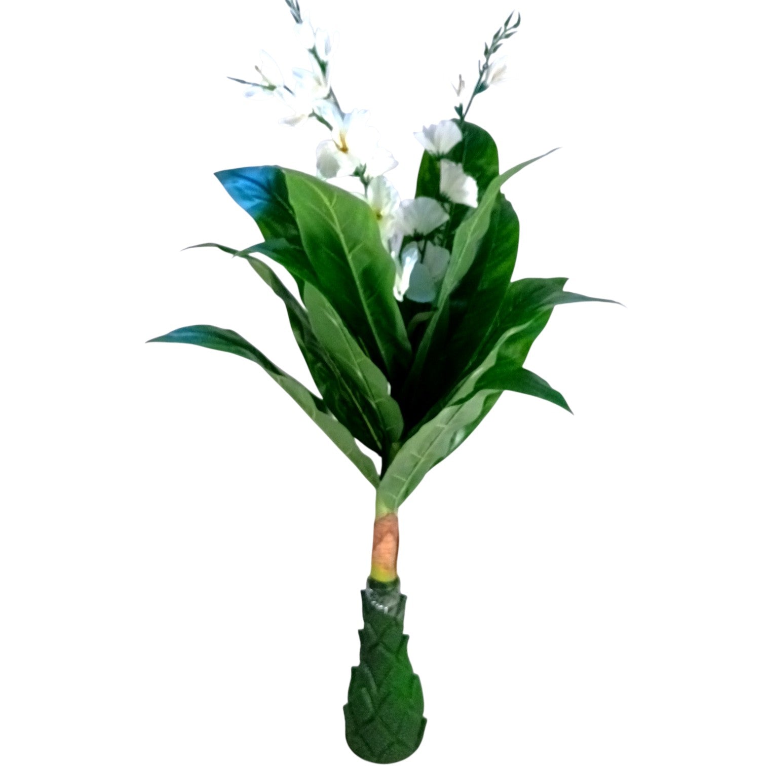 Artificial Green Leaf Tree with Flowers | Faux Decorative Plant for Home, Office & Balcony | Artificial Leaf Tree for Living Room, Bedroom, Patio, Garden - 45 Inch - Apkamart #Color_White