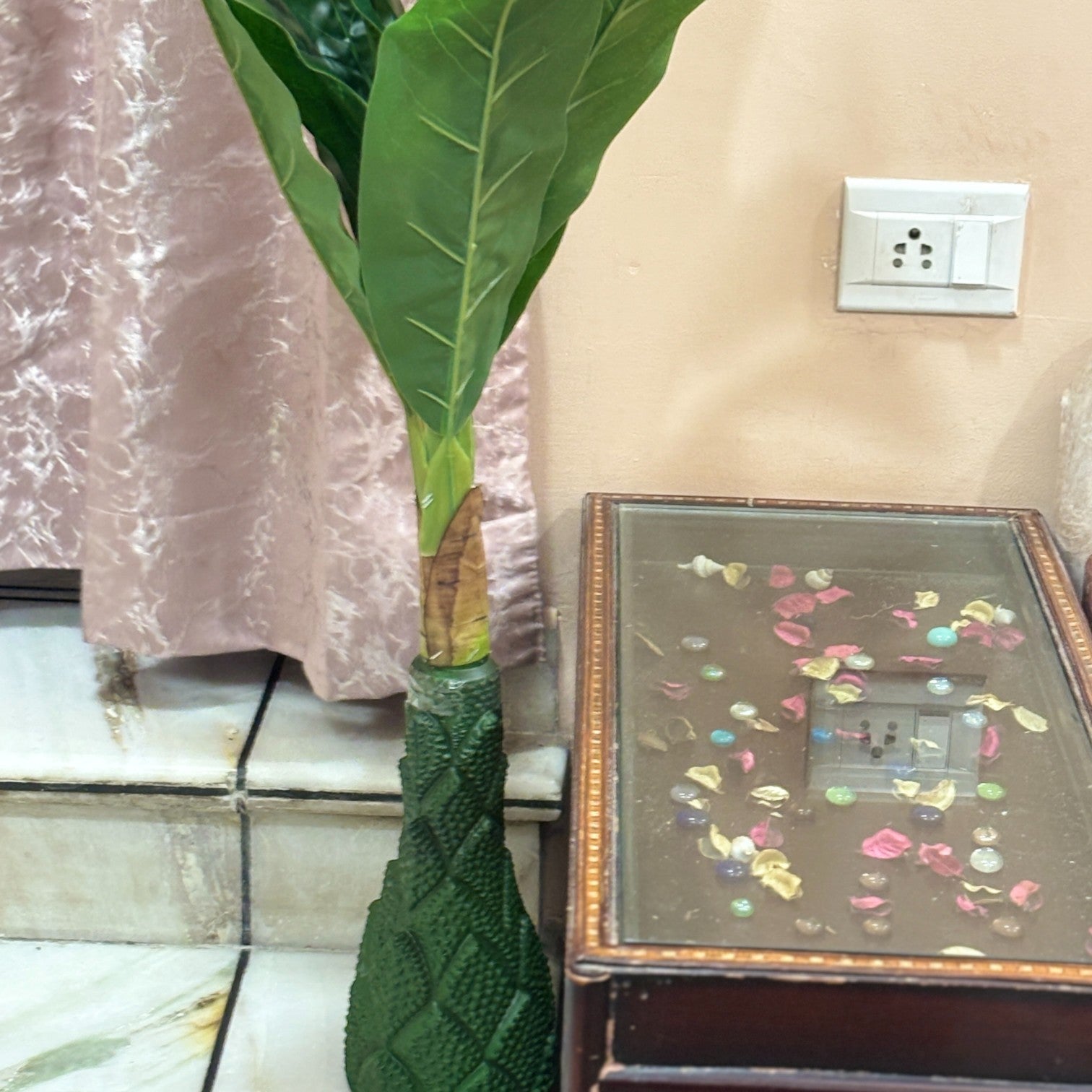 Artificial Leaf Tree with Flowers | Faux Leaf Vine Plant | Decorative Green Plant for Home Balcony Living Room Office Indoor | Diwali Decor & Gifting - 45 Inch - Apkamart #Color_Yellow