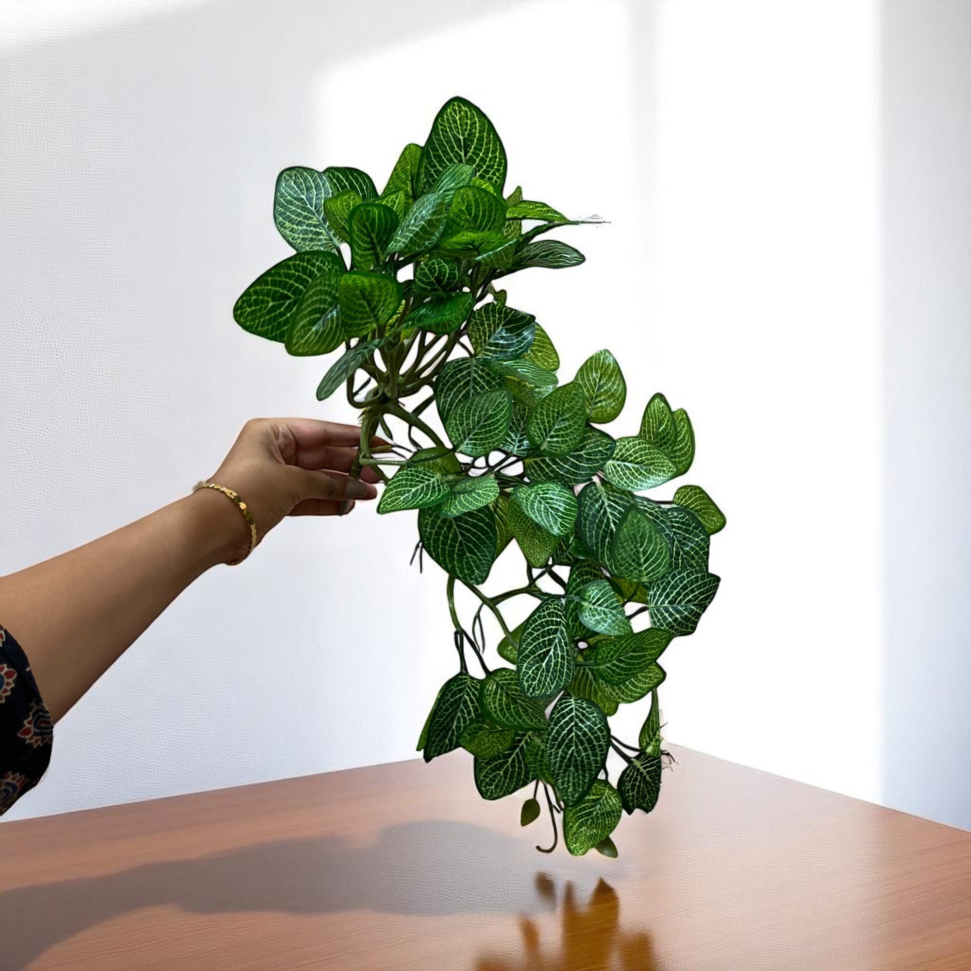 Artificial Money plant With Pot | Bonsai Artificial plant - For Vase, Pot, Home, Bedroom, Balcony, Office Corner, Living Room - 15 Inch - Apkamart #Style_Design 1