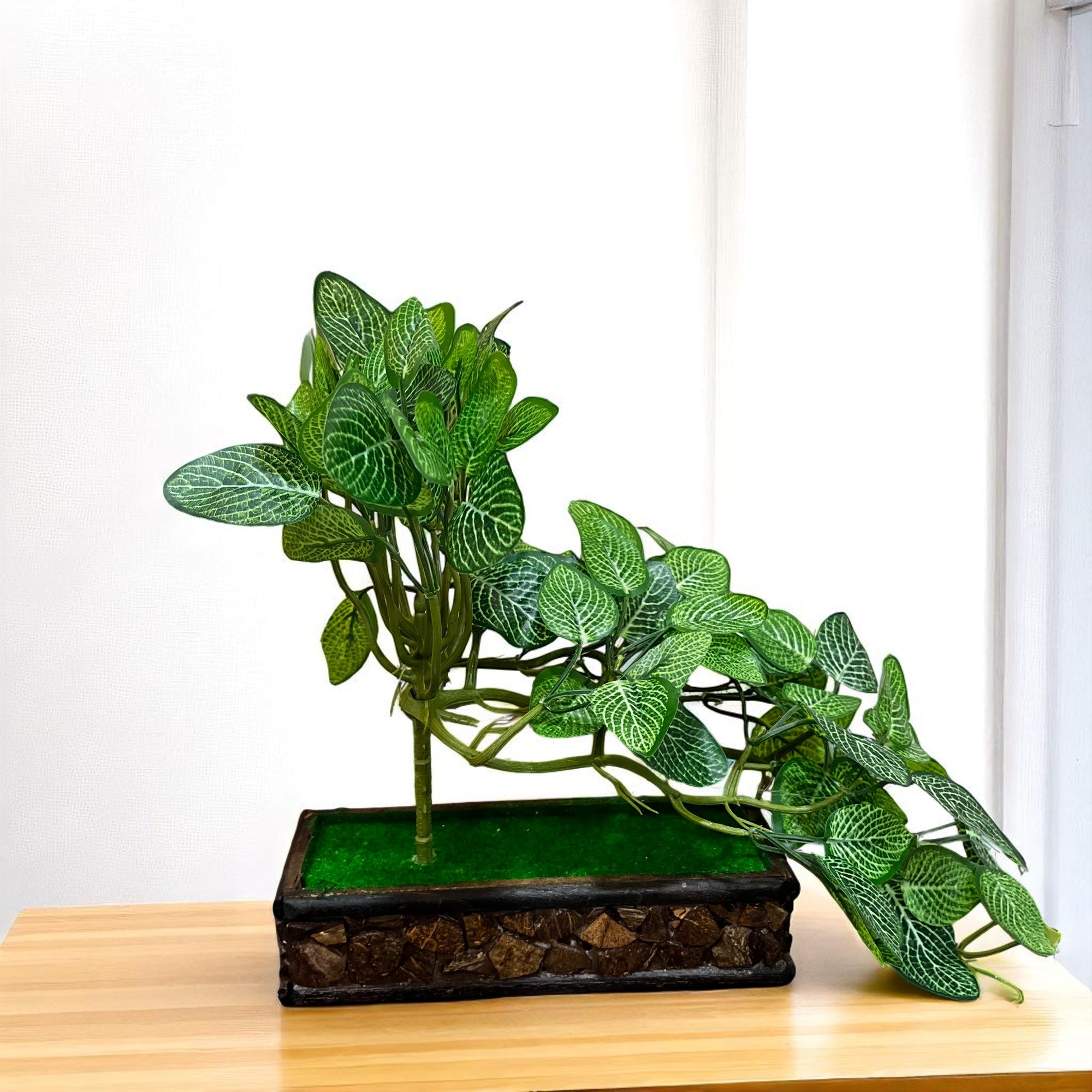 Artificial Plant With Pot |Bonsai Money Plant - for Home Decor, Living Room, Side Table - 12 Inch - Apkamart #Style_Design 1