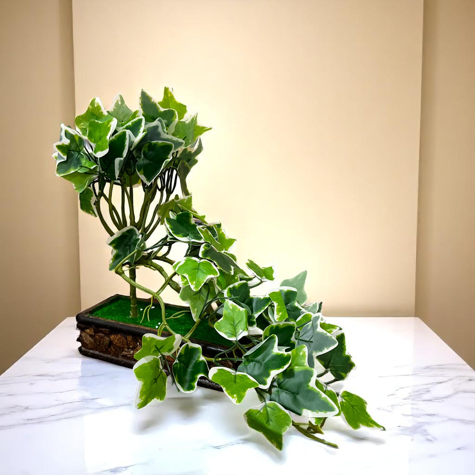 Artificial Plant With Pot | Artificial Bonsai Money Plant - for Home Decor Living Room Side Table Centerpiece - 16 Inch - Apkamart #Style_Design 1