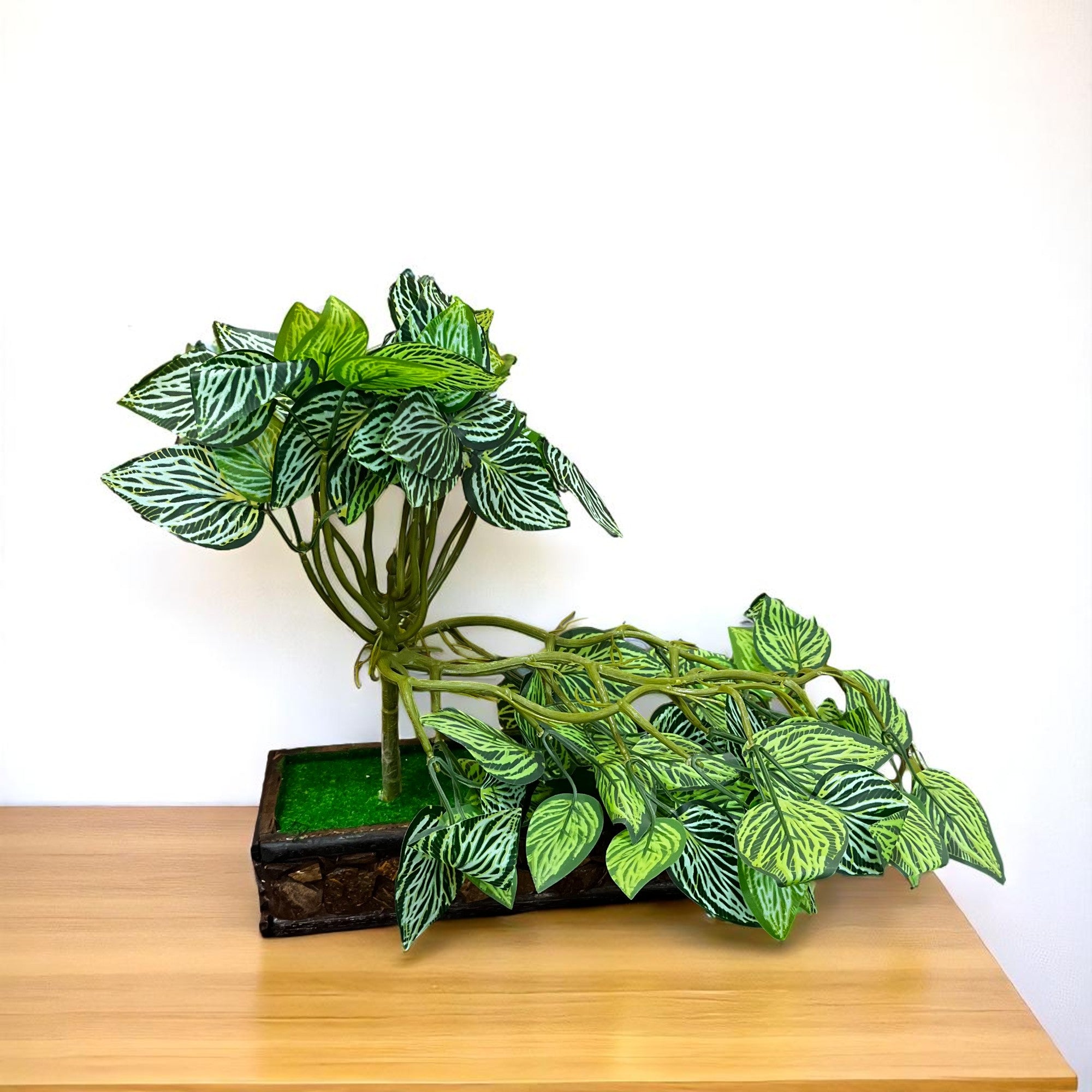 Artificial Money plant With Pot | Bonsai Artificial plant - For Vase, Pot, Home, Bedroom, Balcony, Office Corner, Living Room - 15 Inch - Apkamart #Style_Design 1
