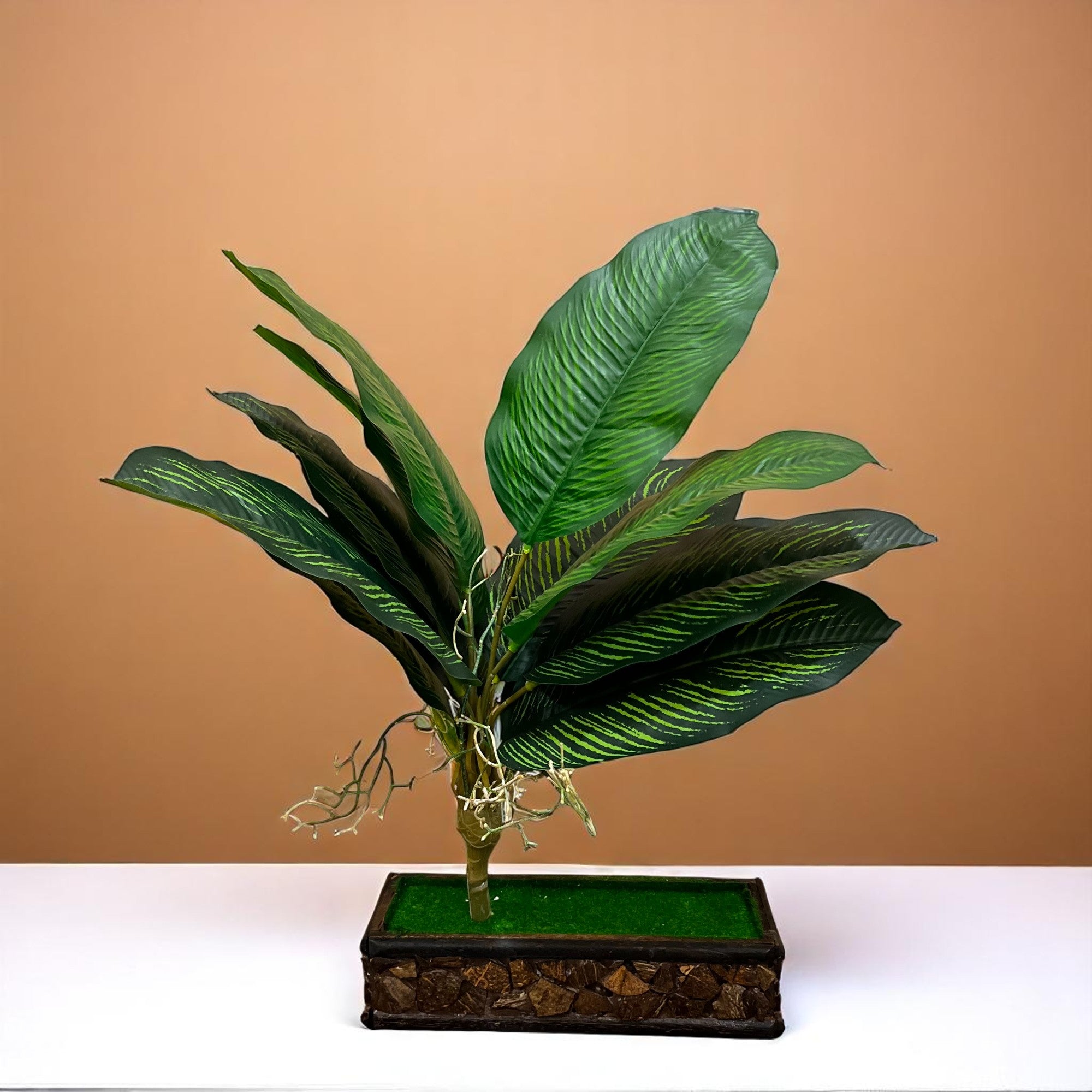 Artificial Plant With Pot | Artificial Money Bonsai Plant - For Vase, Pot, Home, Bedroom, Balcony, Office Corner, Living Room - 17 Inch - Apkamart