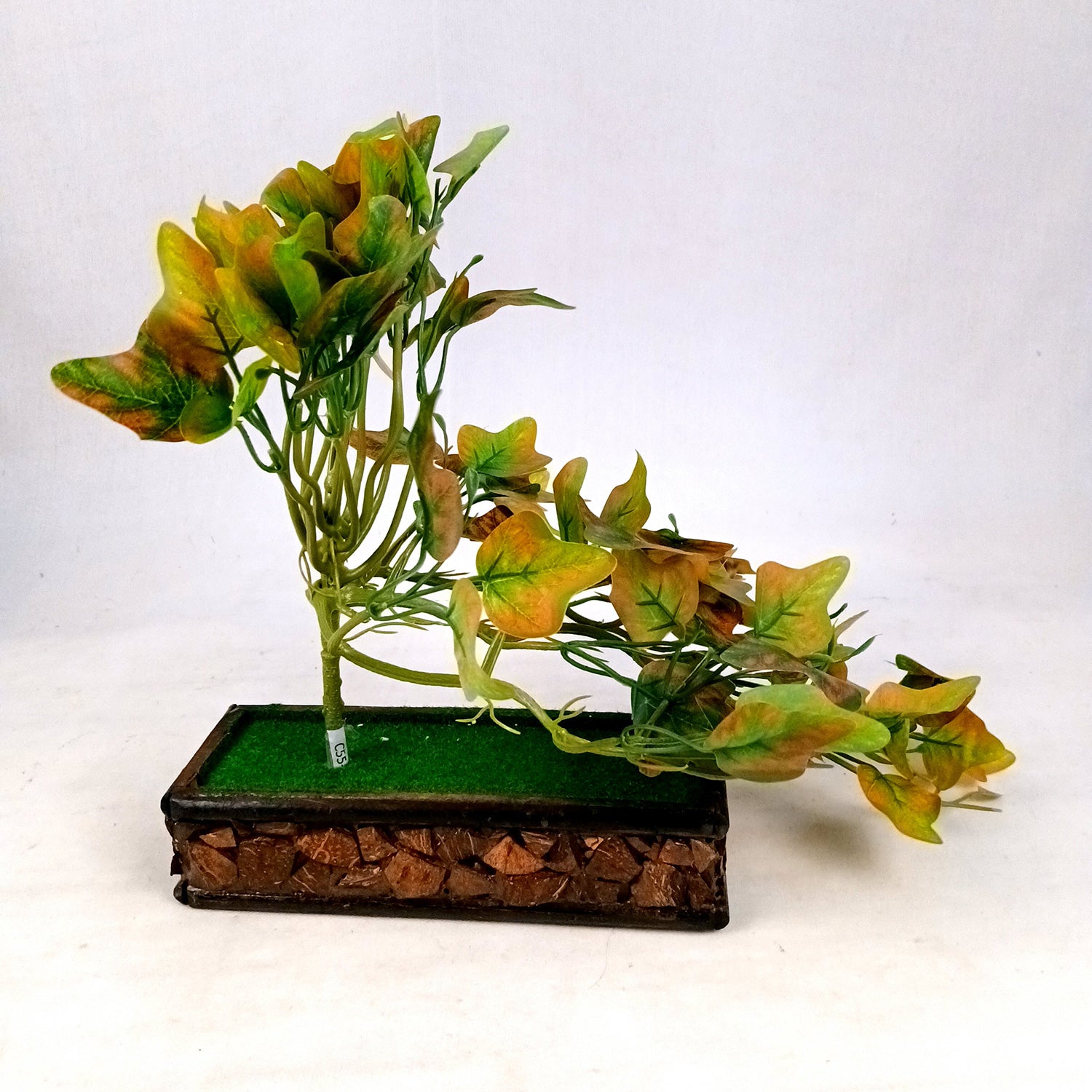 Artificial Plant With Pot |Bonsai Money Plant - for Home Decor, Living Room, Side Table - 12 Inch - Apkamart #Style_Design 2