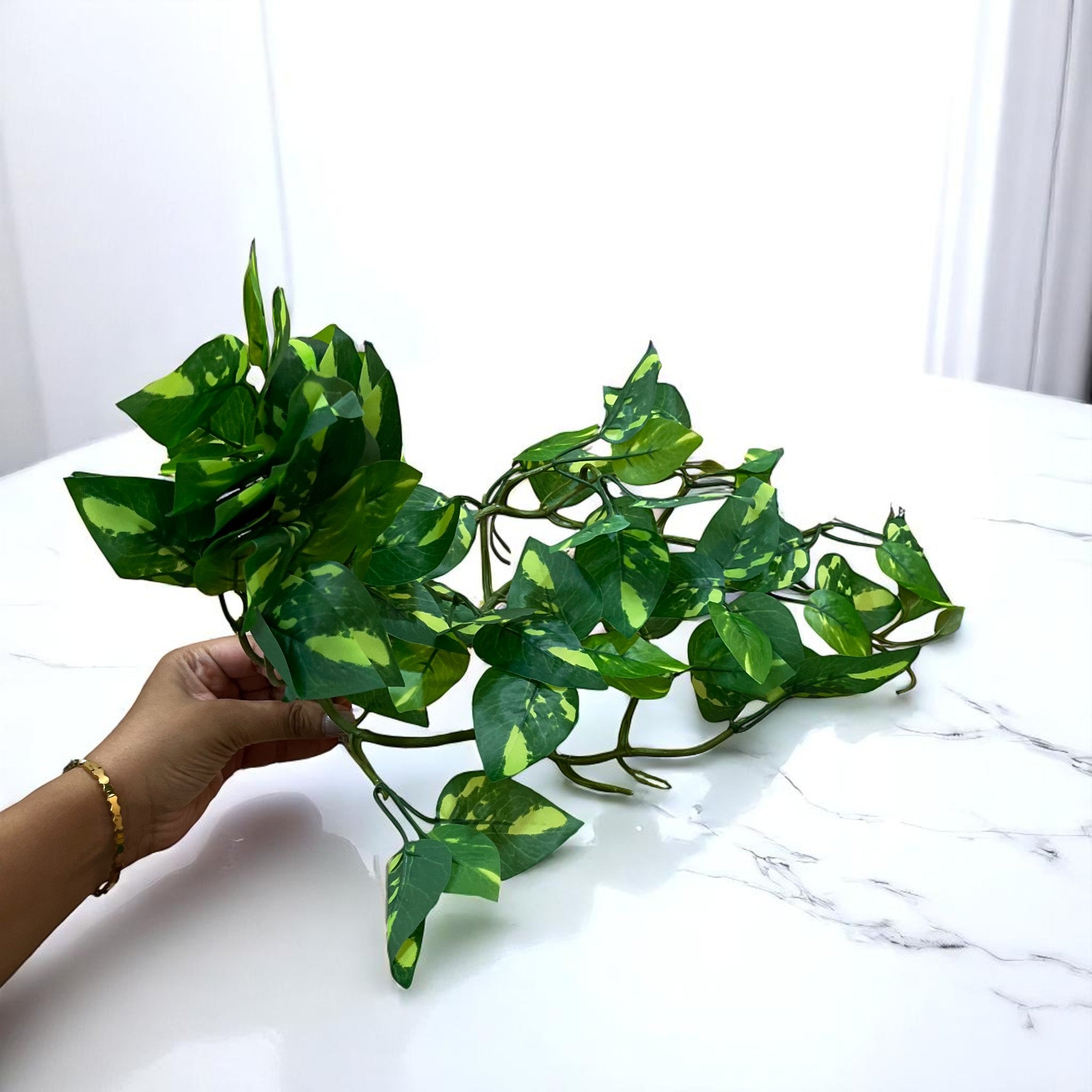 Artificial Money plant With Pot | Bonsai Artificial plant - For Vase, Pot, Home, Bedroom, Balcony, Office Corner, Living Room - 15 Inch - Apkamart #Style_Design 2