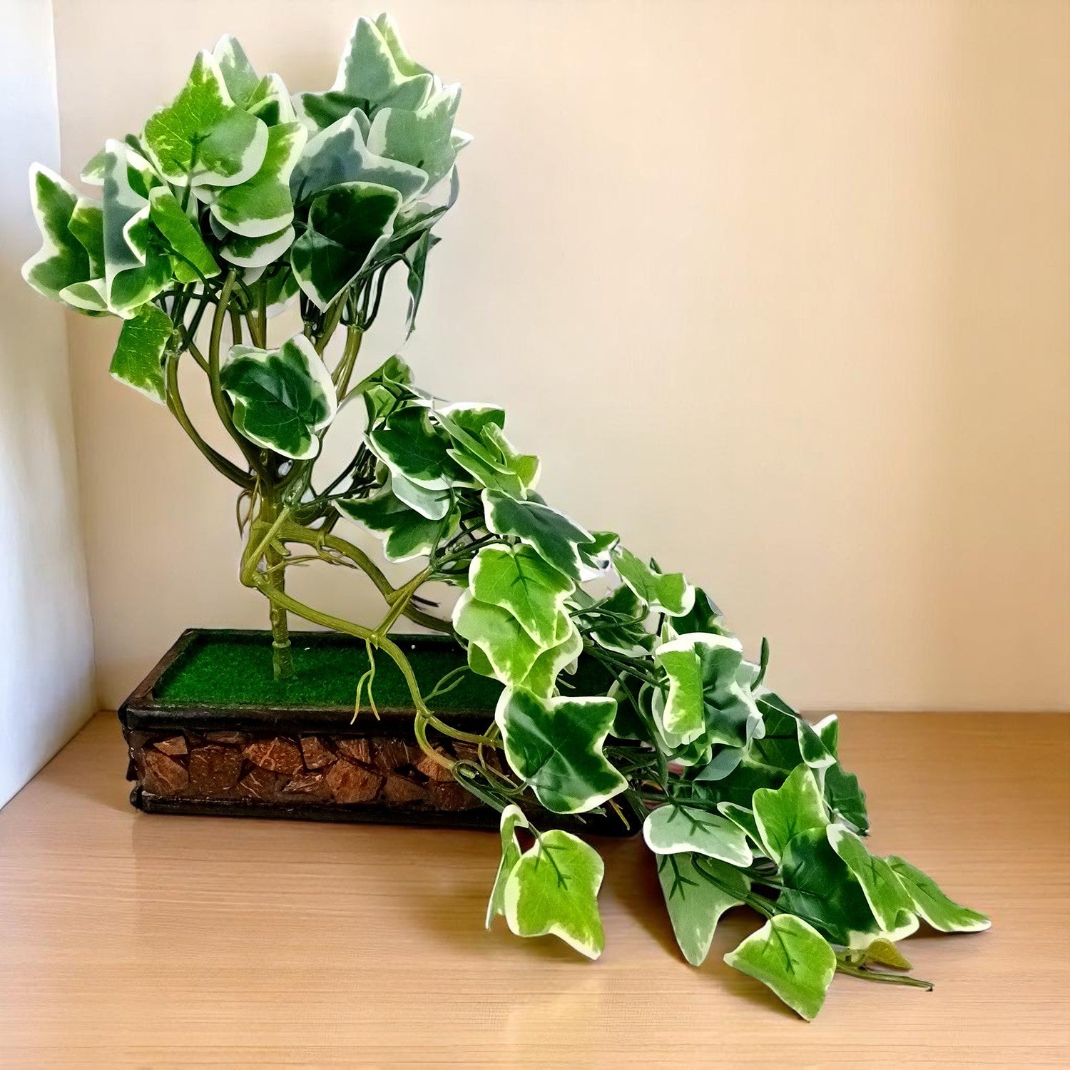 Artificial Plant With Pot | Artificial Bonsai Money Plant - for Home Decor Living Room Side Table Centerpiece - 16 Inch - Apkamart #Style_Design 1