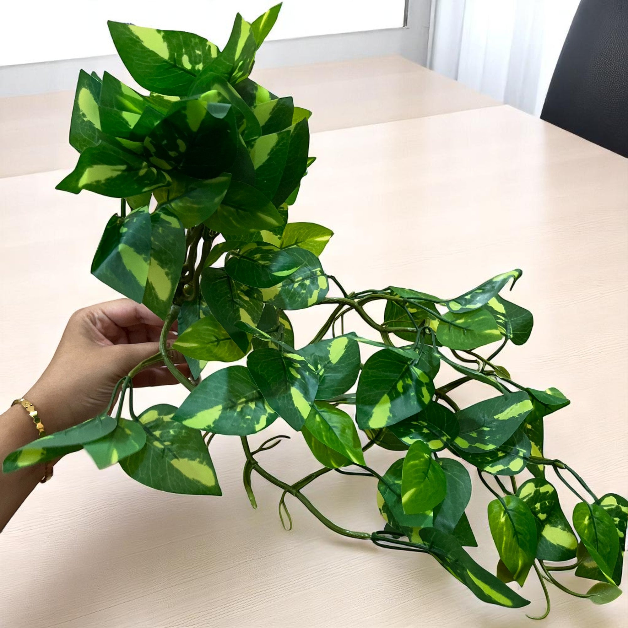 Artificial Money plant With Pot | Bonsai Artificial plant - For Vase, Pot, Home, Bedroom, Balcony, Office Corner, Living Room - 15 Inch - Apkamart #Style_Design 2