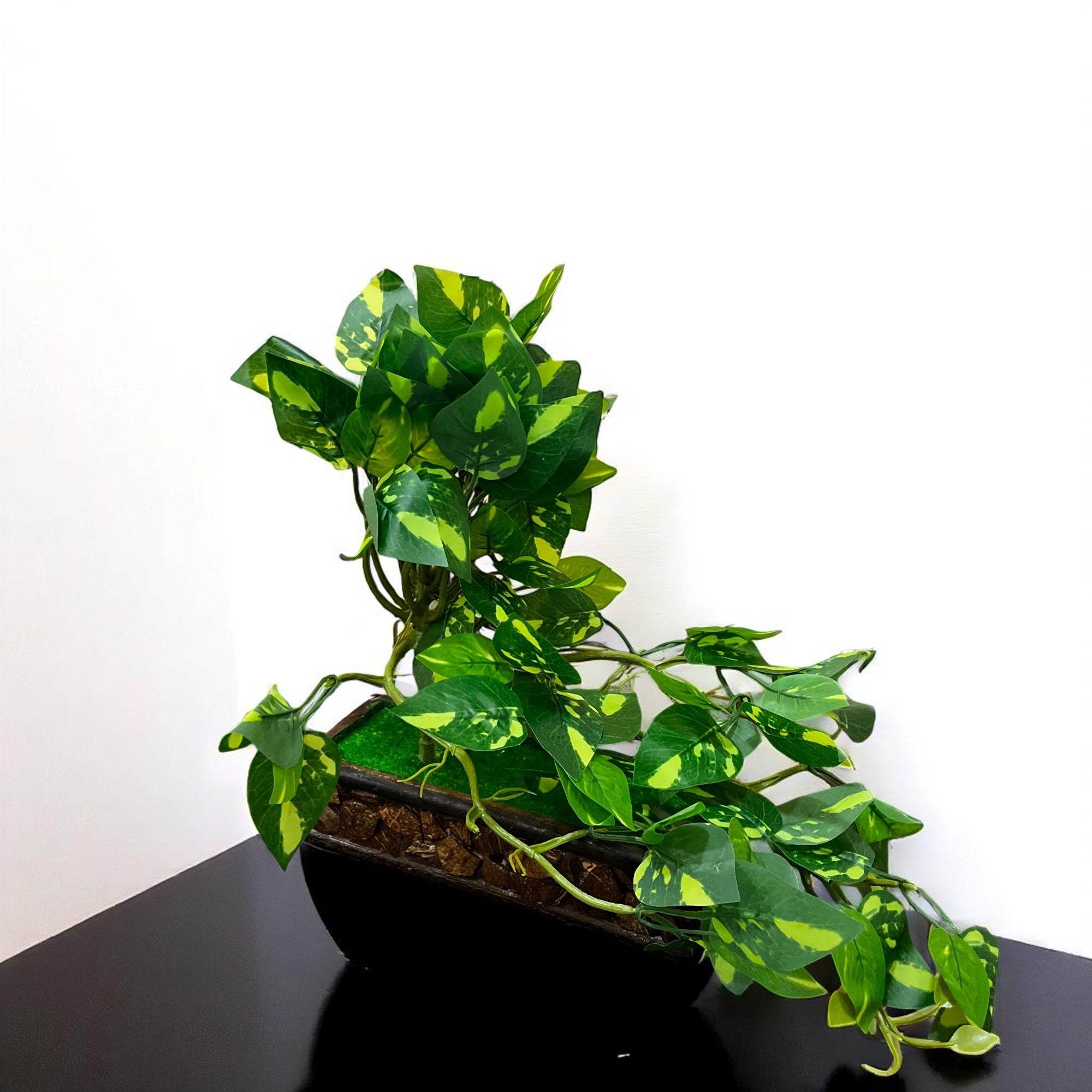 Artificial Money plant With Pot | Bonsai Artificial plant - For Vase, Pot, Home, Bedroom, Balcony, Office Corner, Living Room - 15 Inch - Apkamart #Style_Design 2