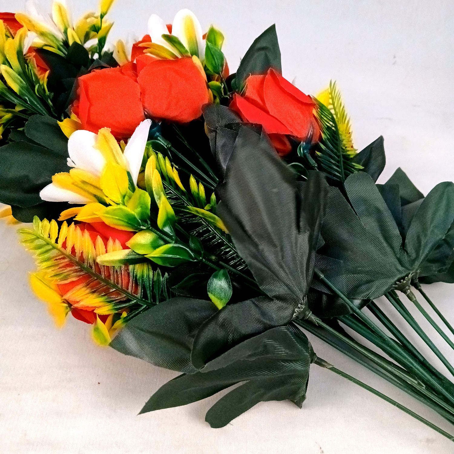 Artificial Flowers | Faux Lily Flowers Bunch - for Home Decor, Living Room, Side Table, Centerpiece - 25 Inch - Apkamart