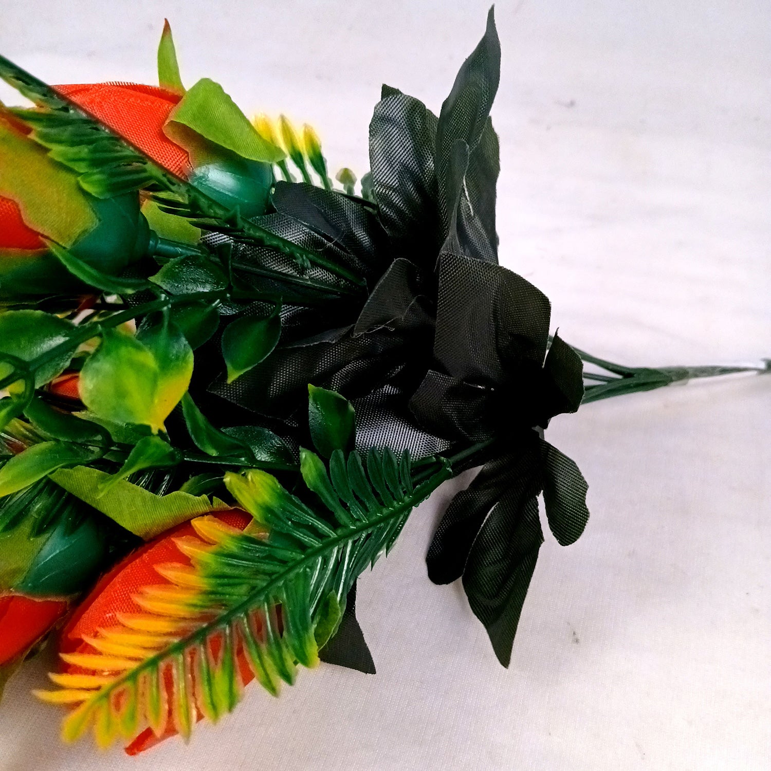 Artificial Flowers Rose Bunches for Vase Pot | Faux Flowers Stem - for Home Decor, Living Room, Office, Wedding & Party Decoration (Vase Not Included) - 14 Inch - Apkamart #Colour_Red