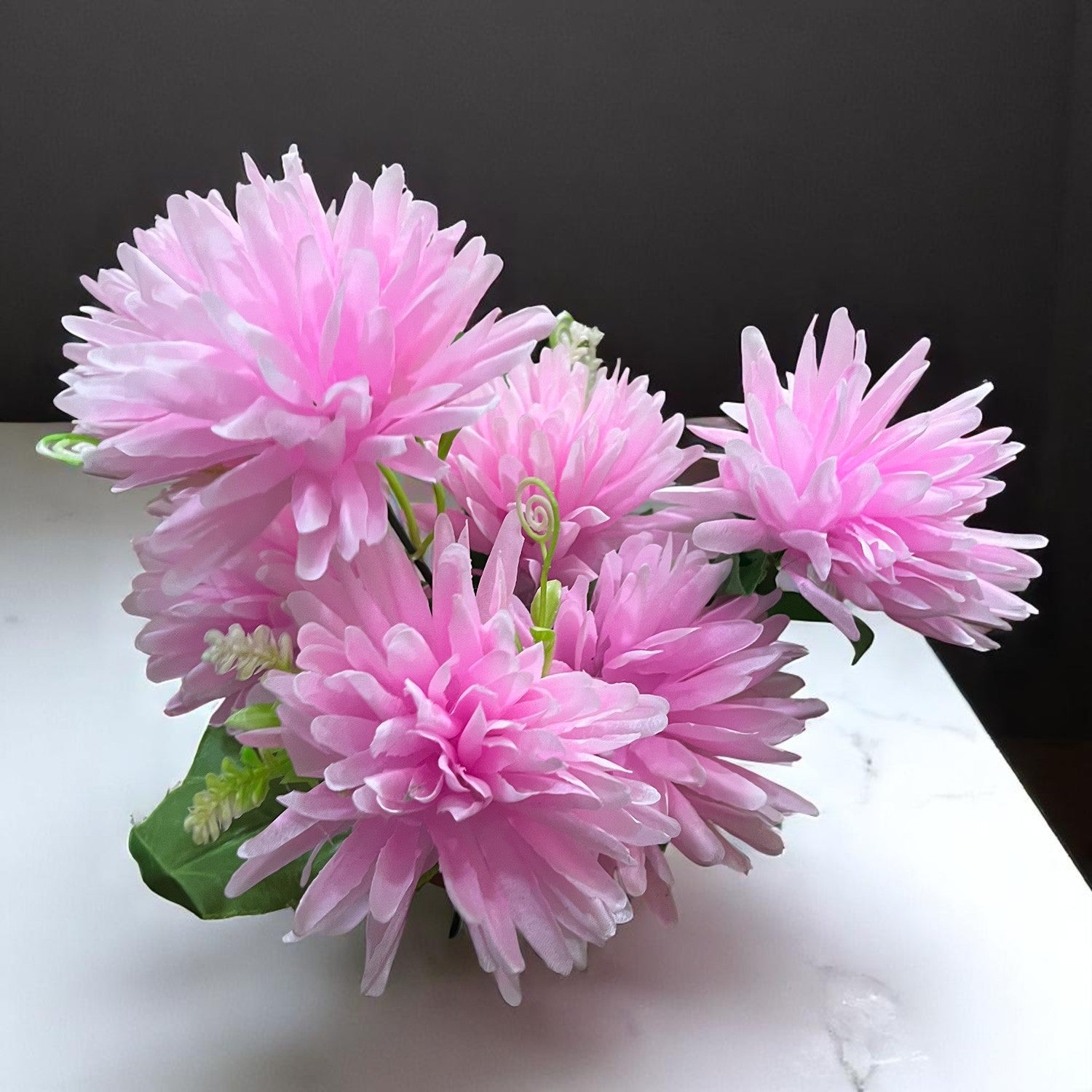 Artificial Flowers Dahlia Bunches for Vase Pot | Faux Flowers Stick - for Home Decor, Living Room, Wedding & Party Decoration (Vase Not Included) - 15 Inch - Apkamart #Colour_Pink