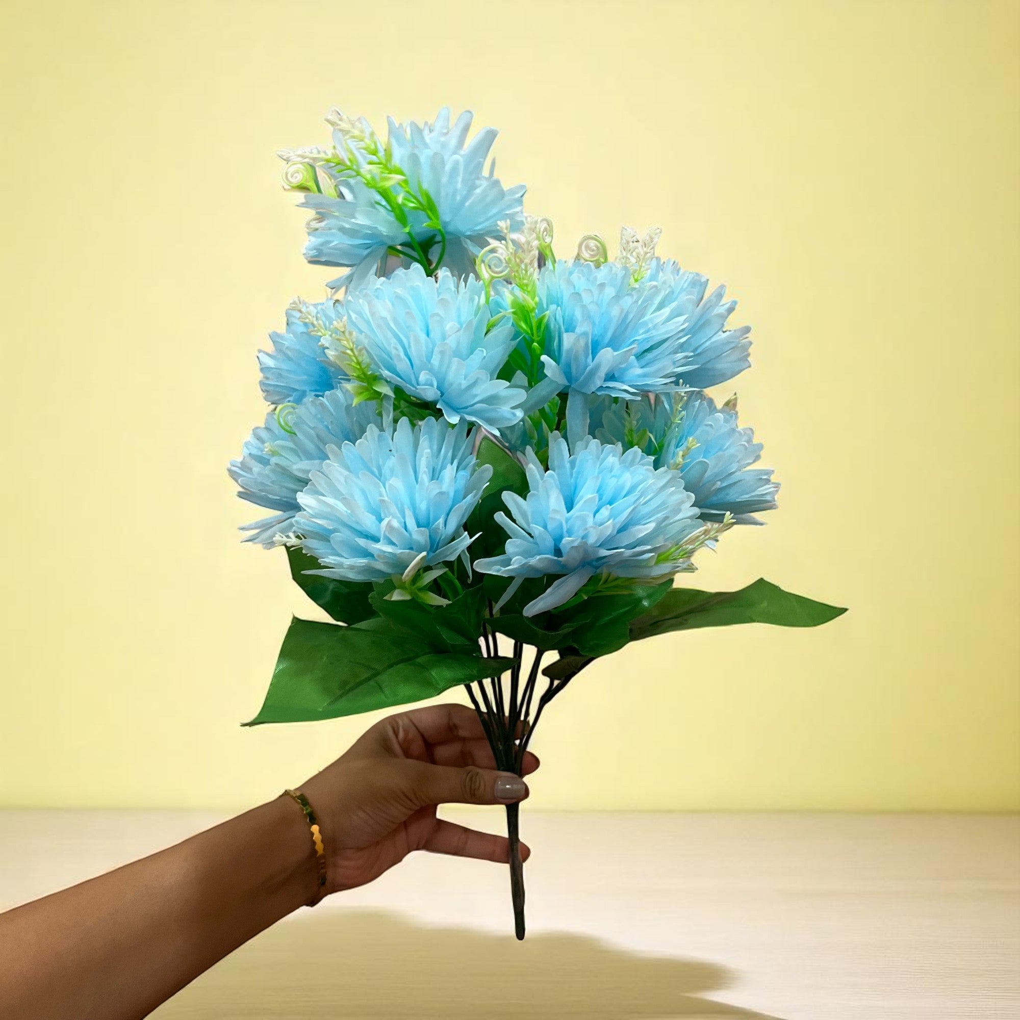 Artificial Flower Dahlia | Fake Flowers Bunch Dahalia - For Vase, Pot, Home, Bedroom, Balcony, Office Corner, Living Room - 18 Inch - Apkamart #Colour_Blue