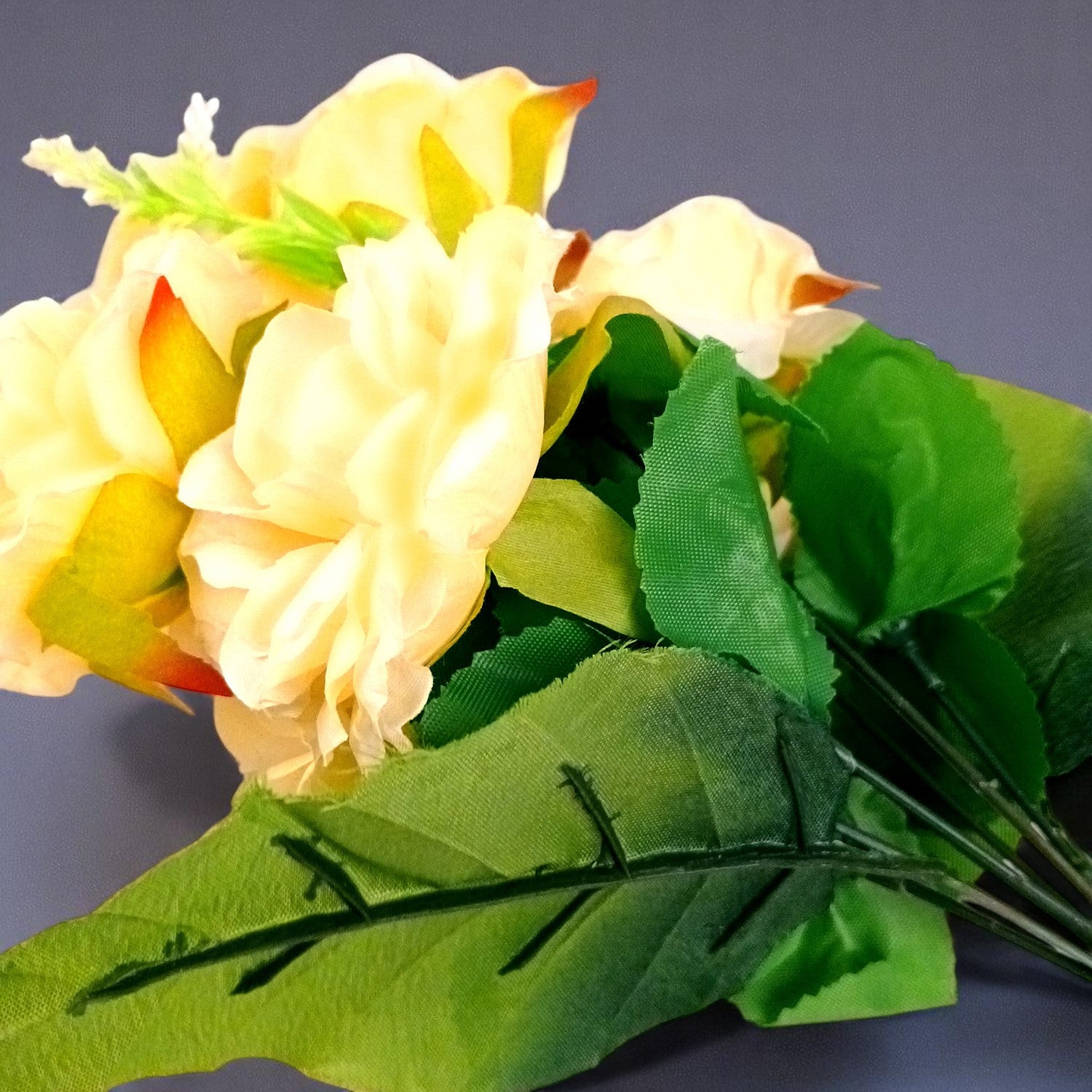 Artificial Flowers Rose Bunches for Vase Pot | Faux Flowers Stem - for Home Decor, Living Room, Office & Festivals Decoration (Vase Not Included) - 15 Inch - Apkamart #Colour_Yellow