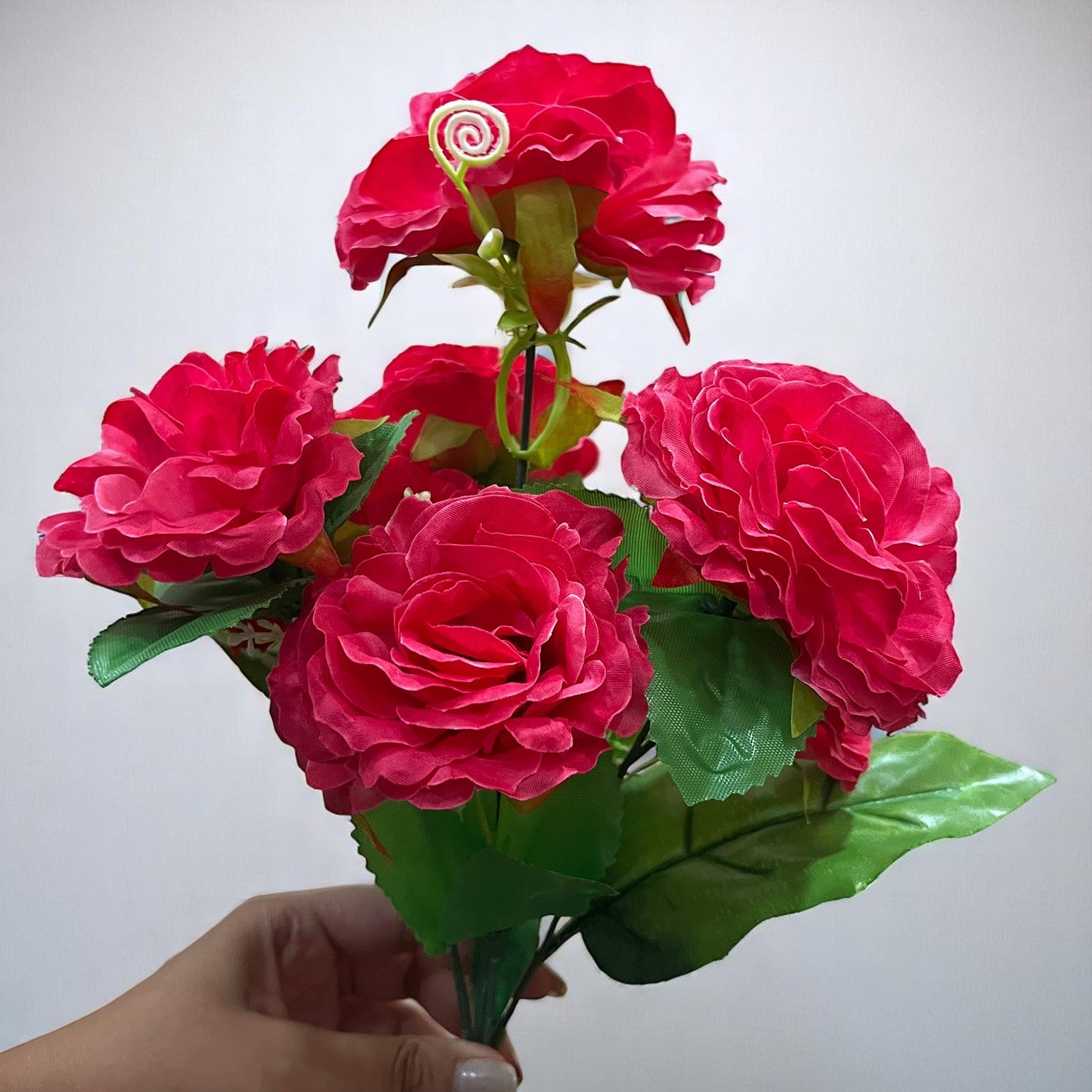 Artificial Flowers Rose Bunches for Vase Pot | Faux Flowers Stem - for Home Decor, Living Room, Wedding & Party Decoration (Vase Not Included) - 15 Inch - Apkamart #Colour_Pink