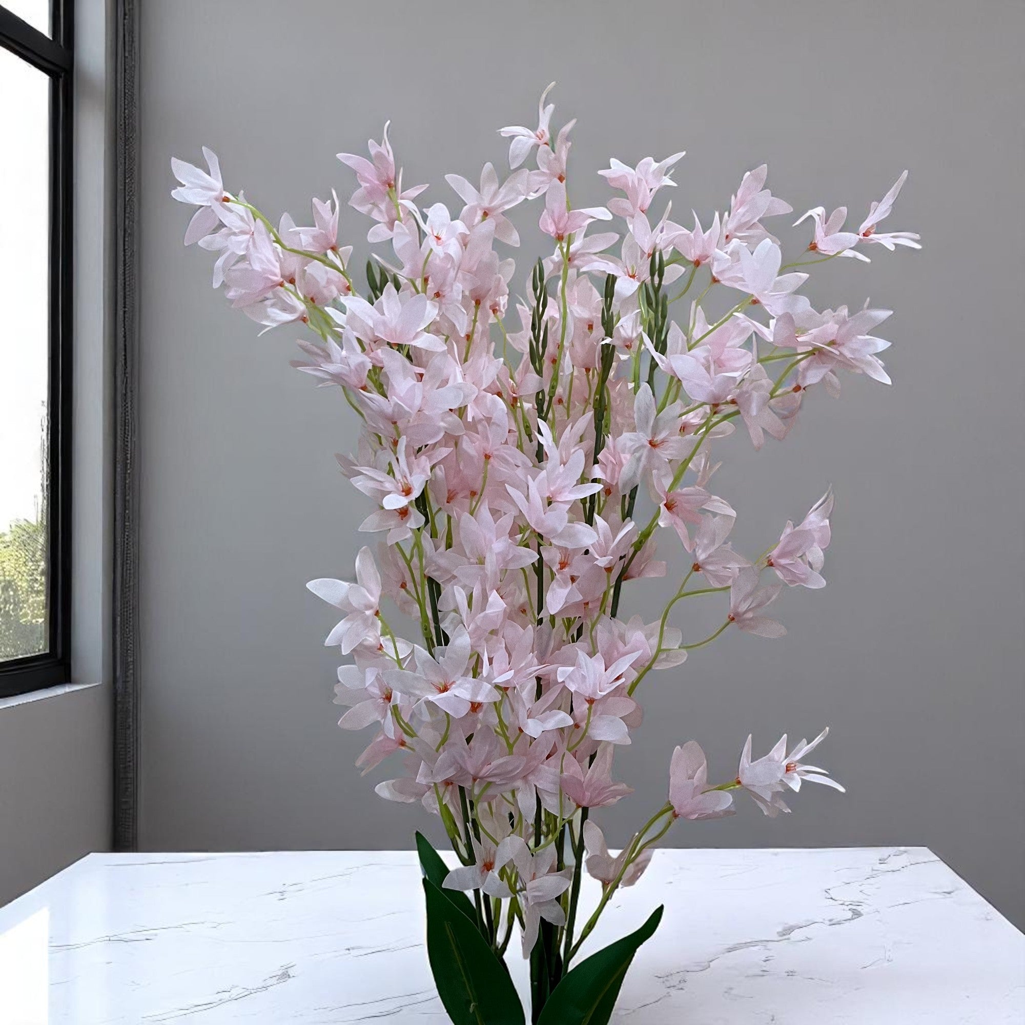 Artificial Orchids Flower Bouquets | Fake Flowers Bunch - For Vase, Pot, Home, Bedroom, Balcony, Office Corner, Living Room - 28 Inch - Apkamart #Colour_Pink