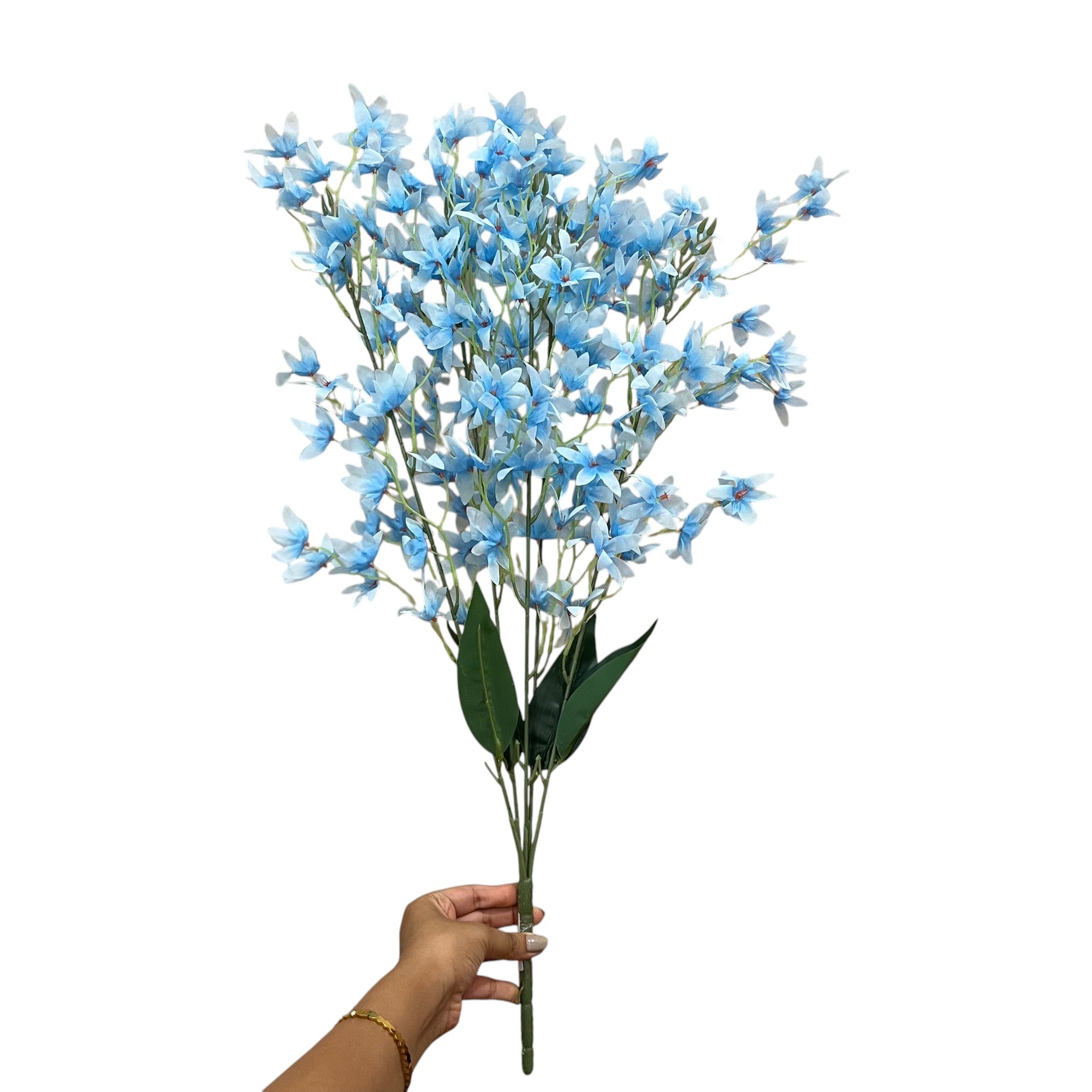 Artificial Orchids Flower Bouquets | Fake Flowers Bunch - For Vase, Pot, Home, Bedroom, Balcony, Office Corner, Living Room - 28 Inch - Apkamart #Colour_Blue