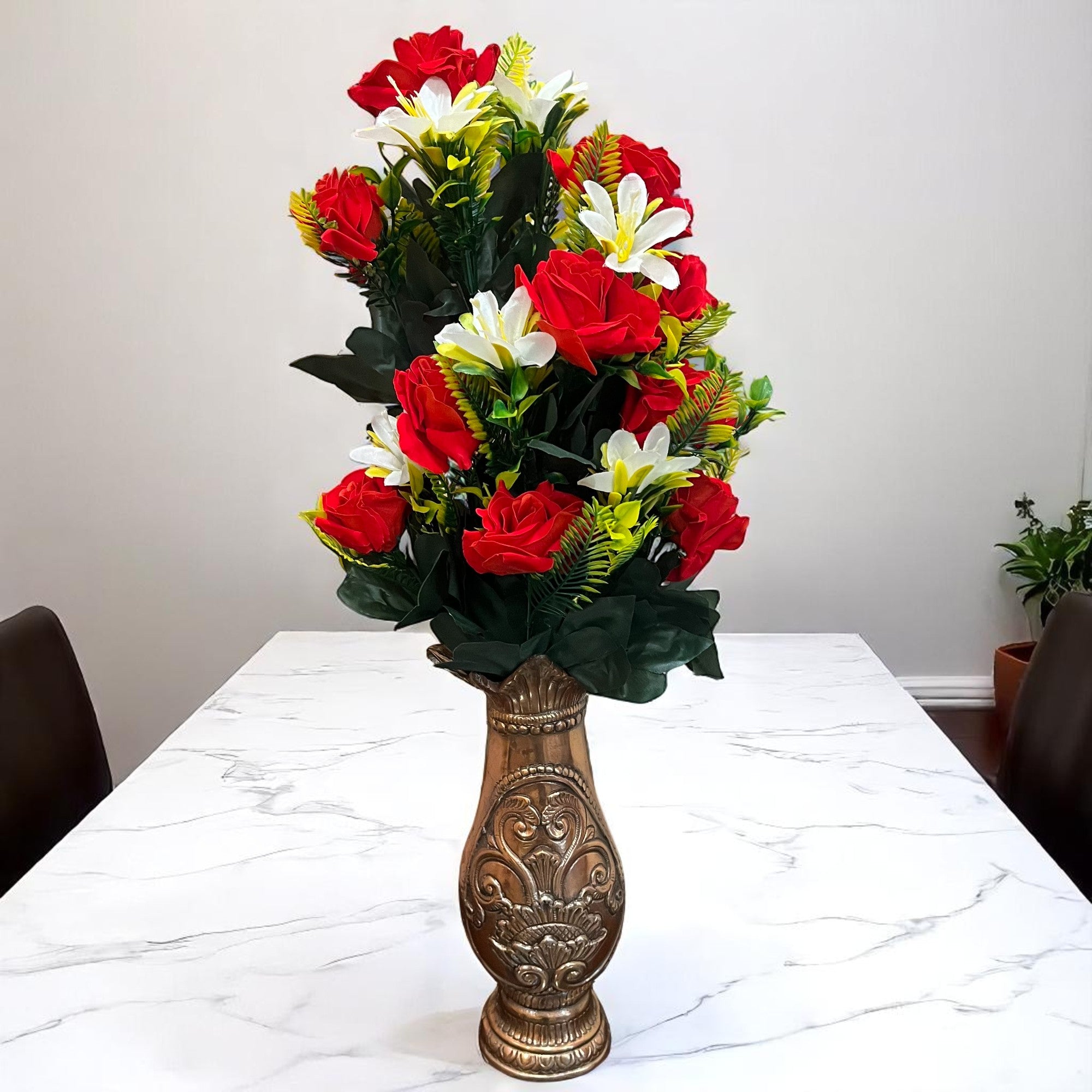 Artificial Flower Lily Bouquets | Faux Flowers Bunch - for Table Vase, Pot, Home Decor, Living Room, Side Table Centerpiece - 26 Inch - Apkamart