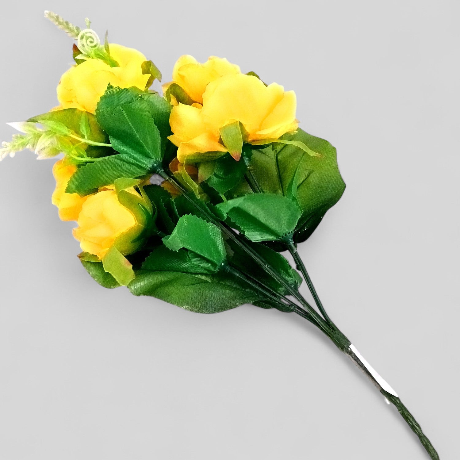 Artificial Flowers Rose Bunches for Vase Pot | Faux Flowers Stem - for Home Decor, Living Room, Office & Festivals Decoration (Vase Not Included) - 15 Inch - Apkamart #Colour_Yellow