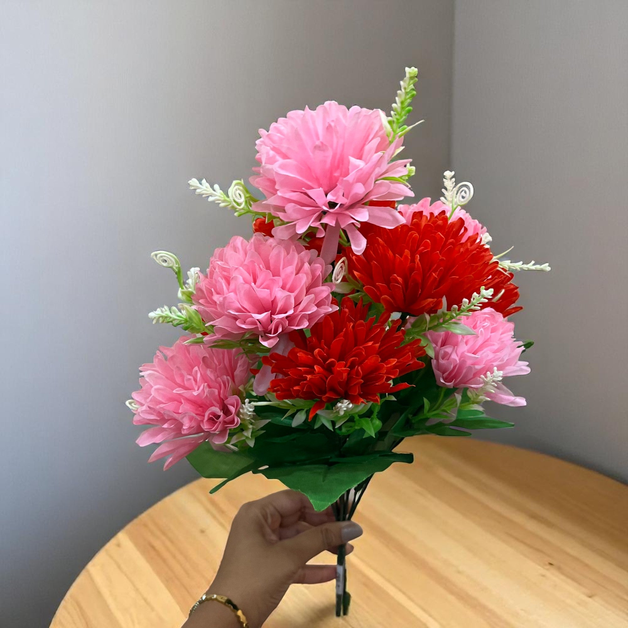 Artificial Flower Dahlia | Fake Flowers Bunch Dahalia - For Vase, Pot, Home, Bedroom, Balcony, Office Corner, Living Room - 18 Inch - Apkamart #Colour_Multicolor