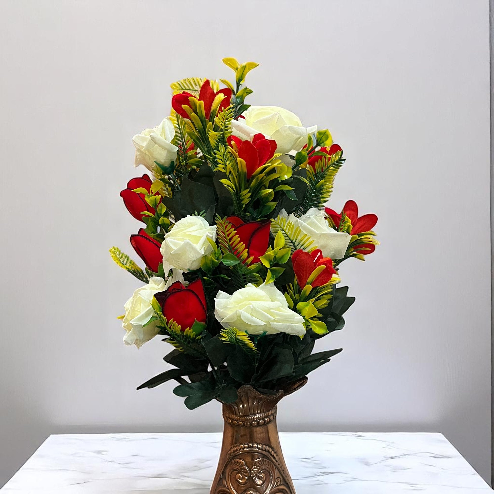 Artificial Flower Rose Sticks | Fake Flowers Bunch - For Vase, Pot, Home, Bedroom, Balcony, Living Room - 24 Inch - Apkamart