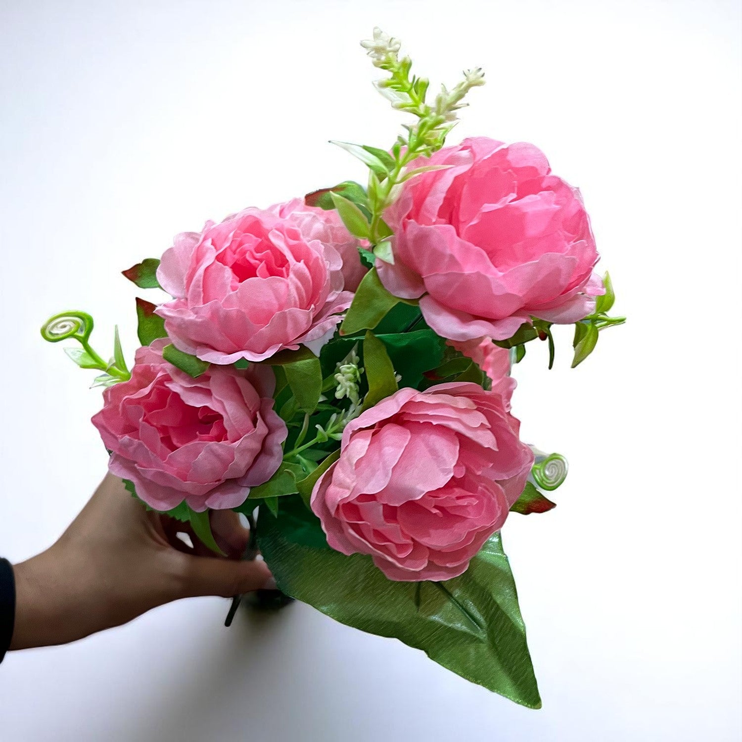 Artificial Flowers Rose Bunches for Vase Pot | Faux Flowers Stem - Home Decor, Living Room, Office & Festivals Decoration (Vase Not Included) - 15 Inch - Apkamart #Colour_Pink