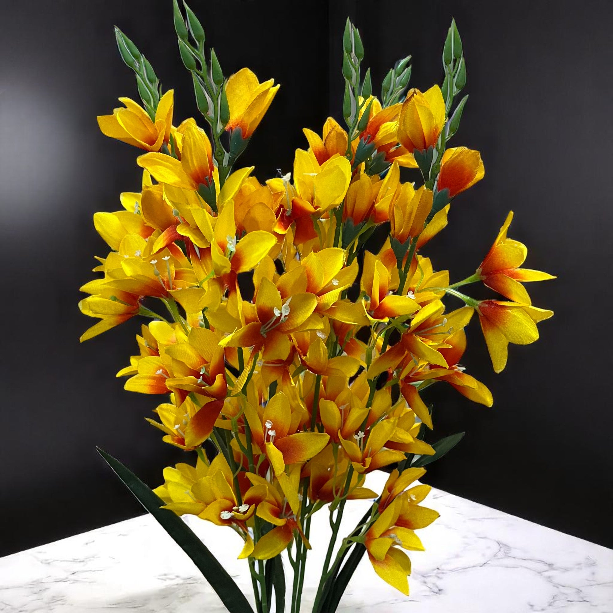 Artificial Flowers Gladiolus Bunches for Vase Pot | Faux Flowers Stem - for Home Decor Living Room Side Table Centerpiece - 26 Inch - Apkamart #Colour_Yellow