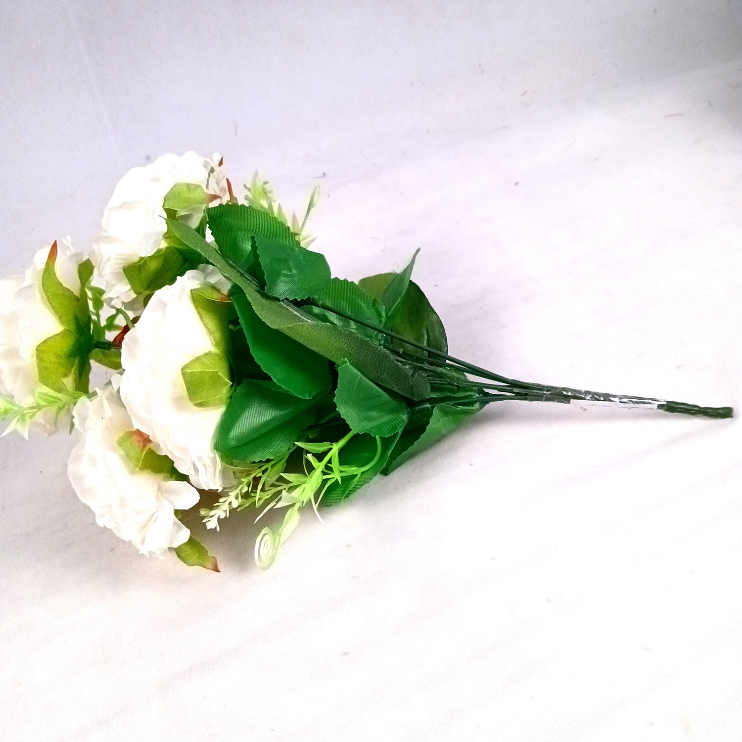 Artificial Flowers Rose Sticks | Faux Flowers Bunch - for Home Decor, Living Room, Wedding & Party Decoration (Vase Not Included) - 15 Inch - Apkamart #Colour_White