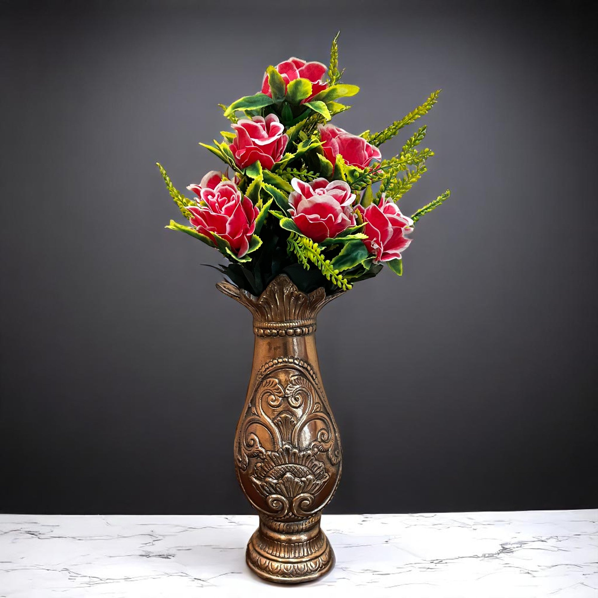 Artificial Flower Bouquet | Rose Fake Flowers Bunch - For Vase, Pot, Home, Bedroom, Balcony, Office Corner, Living Room - 16 Inch - Apkamart #Style_Design 3