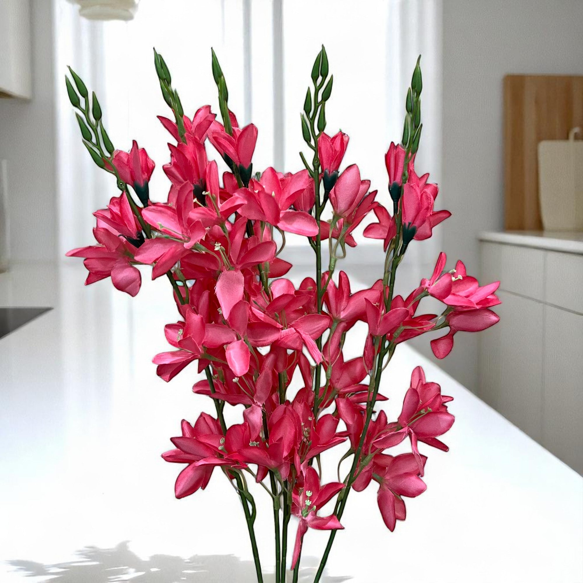 Artificial Flowers Gladiolus Bunches for Vase Pot | Faux Flowers Stem - for Home Decor Living Room Side Table - 26 Inch - Apkamart #Colour_Pink