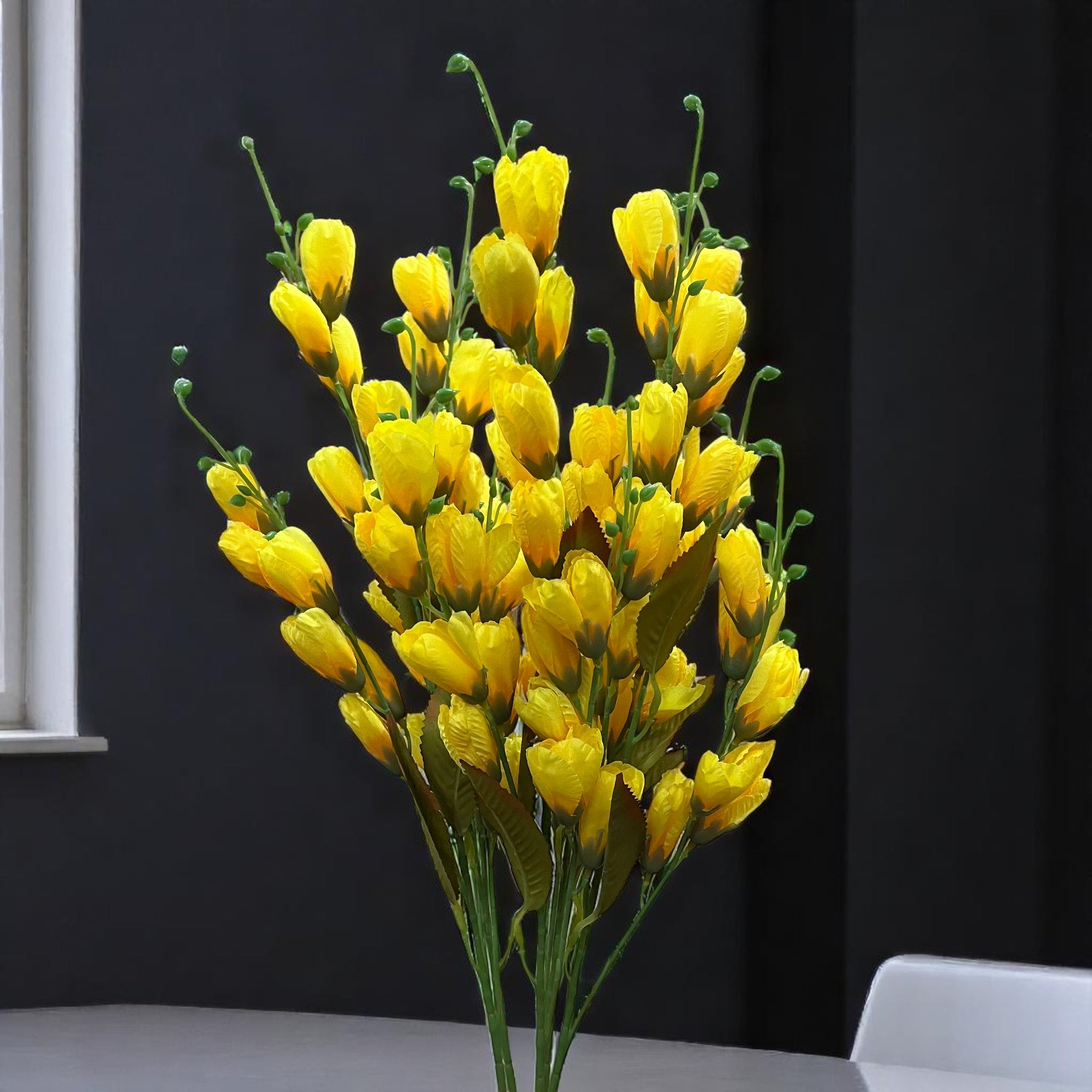 Artificial Flower Tulips Bouquet | Faux Flowers Bunch - for Table Vase, Pot, Home Decor, Living Room, Side Table Centerpiece - 27 Inch - Apkamart #Colour_Yellow