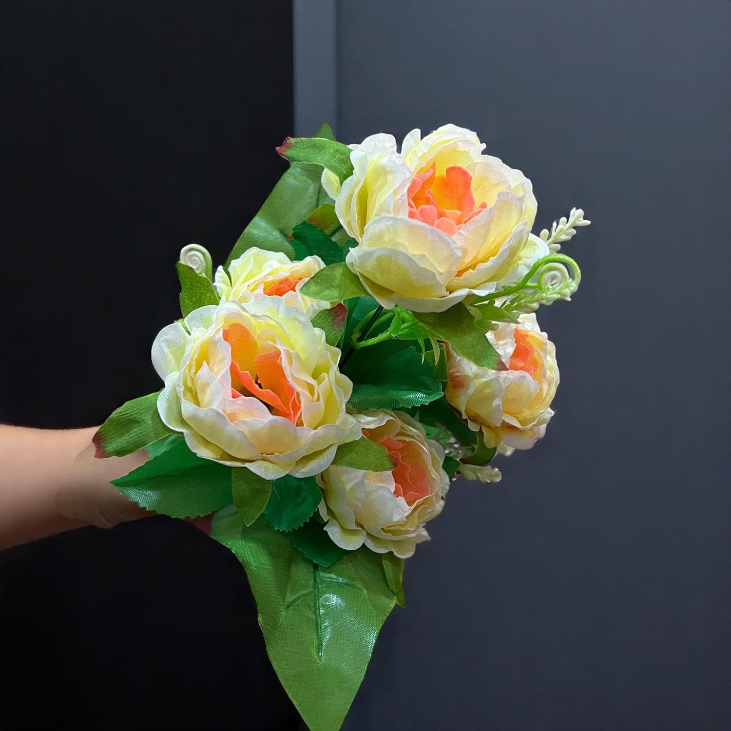 Artificial Flowers Rose Bunches for Vase Pot | Faux Flowers Stem - Home Decor, Living Room, Office & Festivals Decoration (Vase Not Included) - 15 Inch - Apkamart #Colour_Yellow