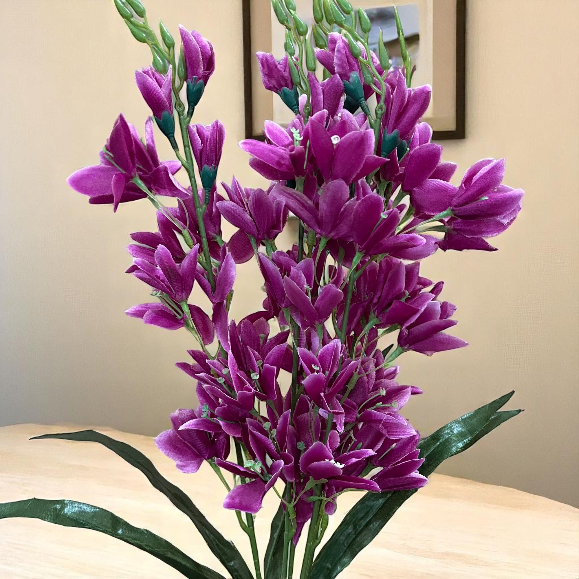 Artificial Flowers Gladiolus Bunches for Vase Pot | Faux Flowers Stem - for Home Decor Living Room Side Table Centerpiece - 26 Inch - Apkamart #Colour_Purple
